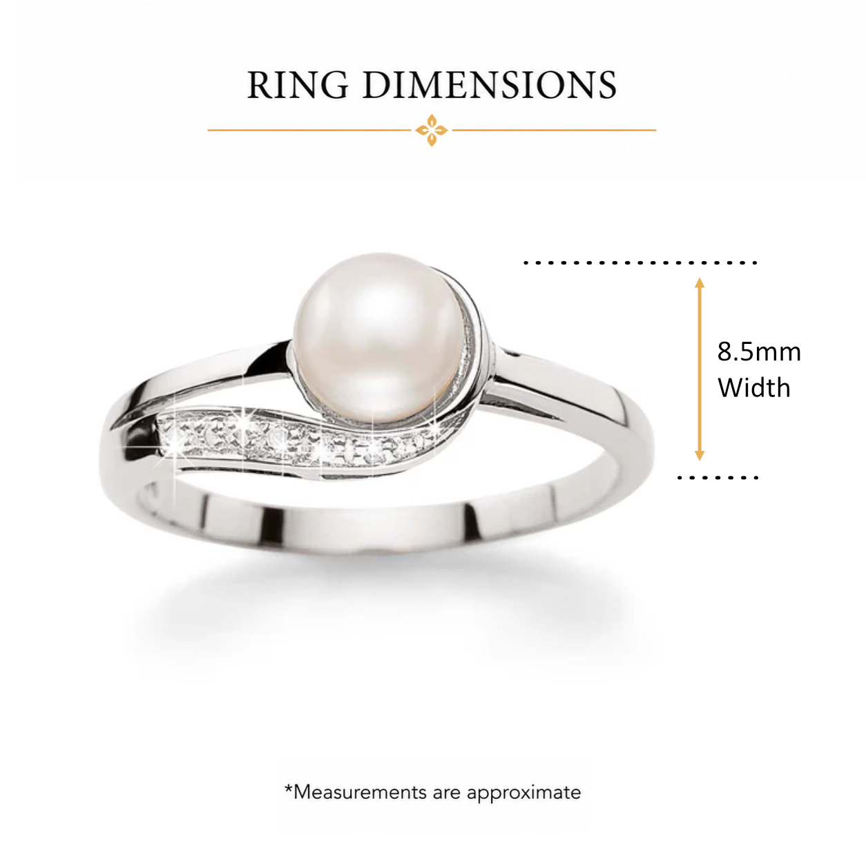 Sterling Silver freshwater pearl & diamond ring