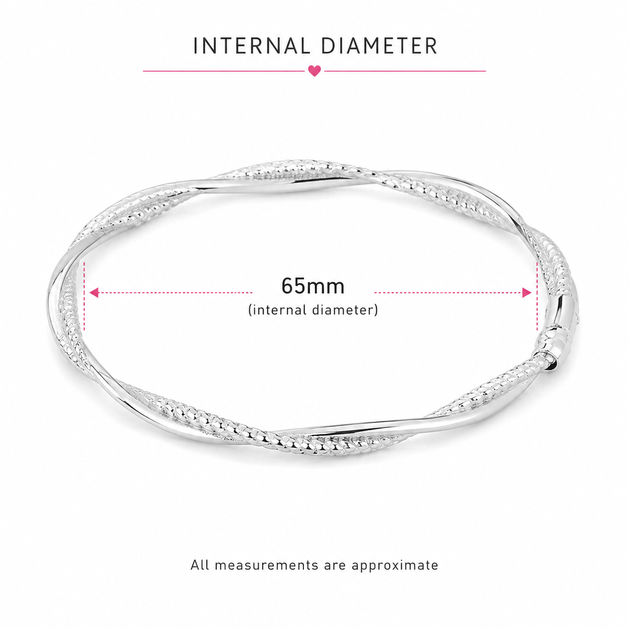 Sterling Silver polished and diamond cut twist bangle