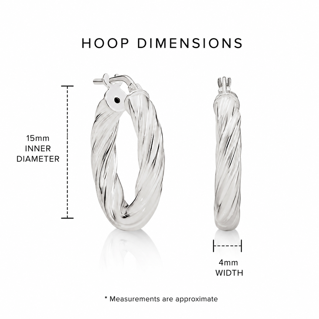 Sterling Silver thick twist hoops 15mm