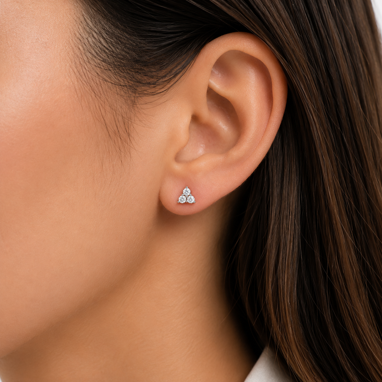 Sterling Silver triple claw set cubic zirconia stud earrings