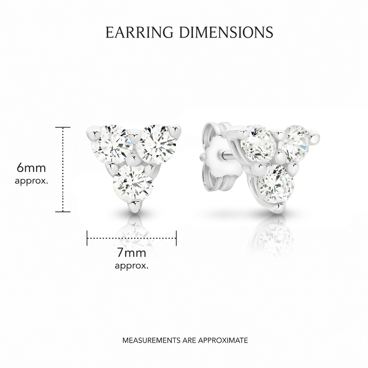 Sterling Silver triple claw set cubic zirconia stud earrings