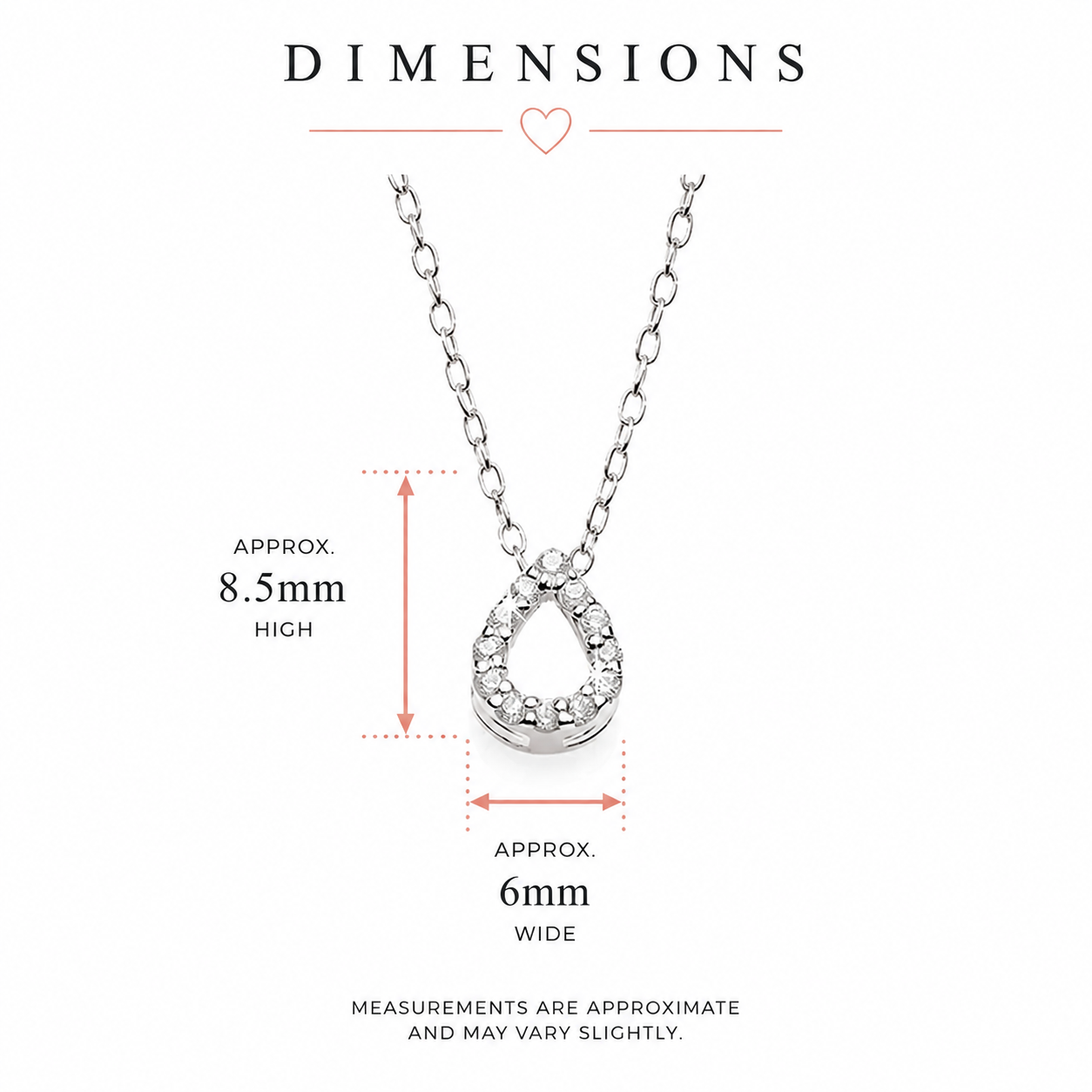 Sterling silver cubic zirconia pear slider necklace