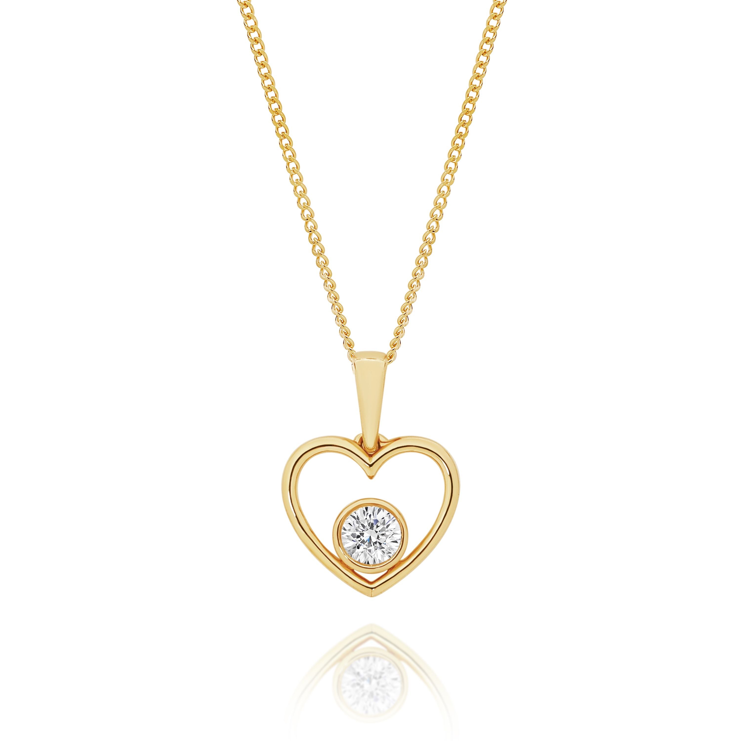 9ct Yellow Gold 0.15ct Lab Grown Diamond Heart Pendant