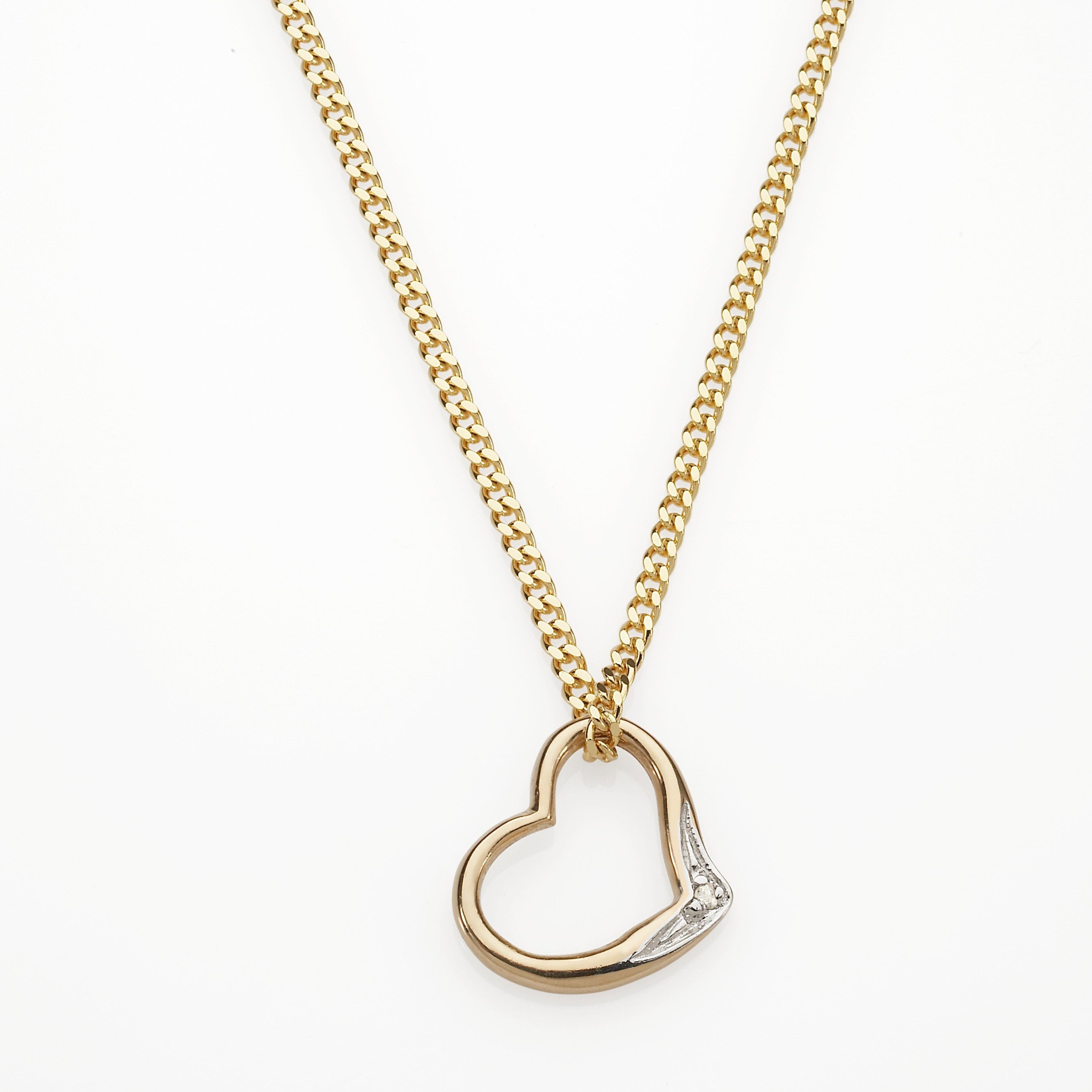 9ct gold diamond heart pendant