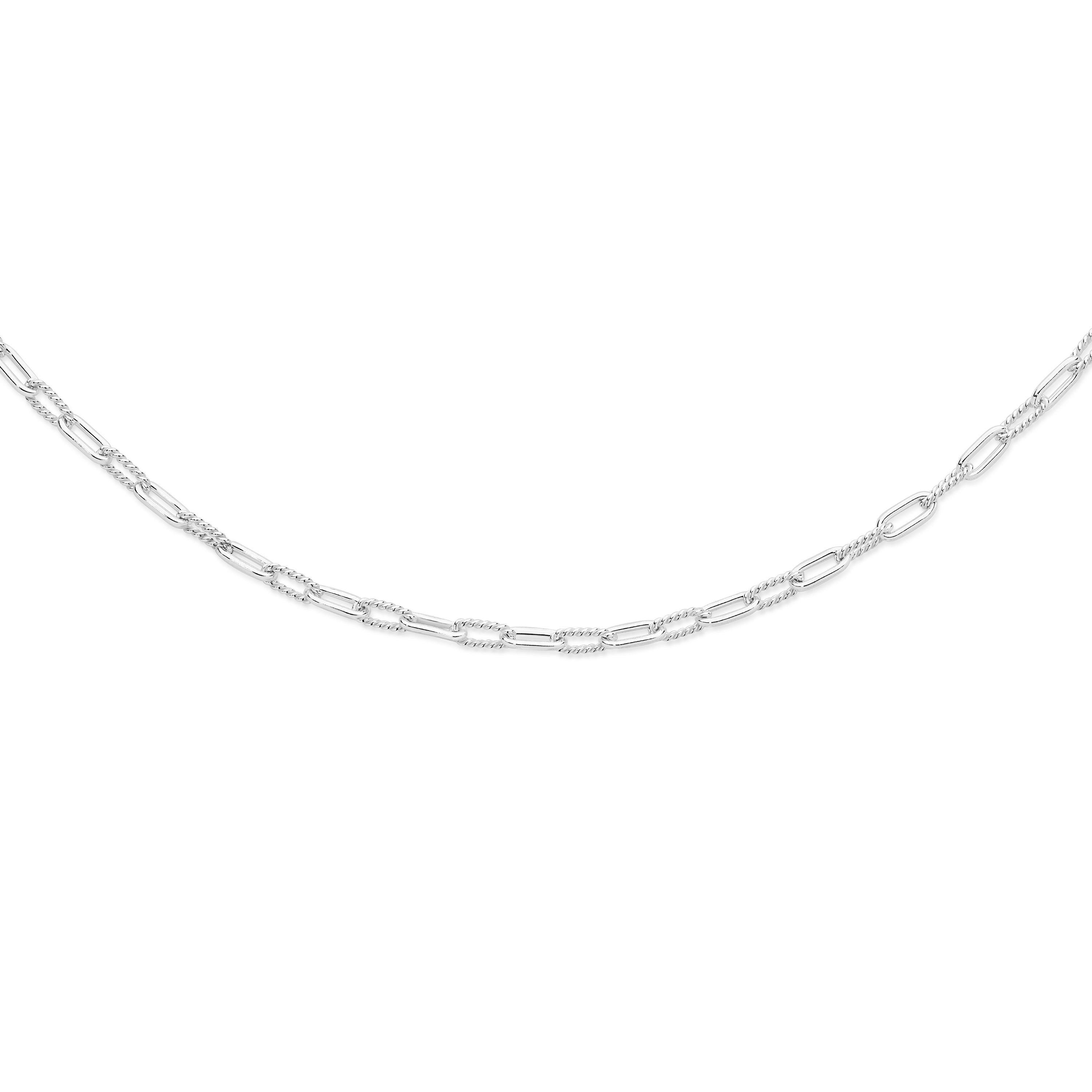 Silver Alternating Twist Paperclip Link Necklet