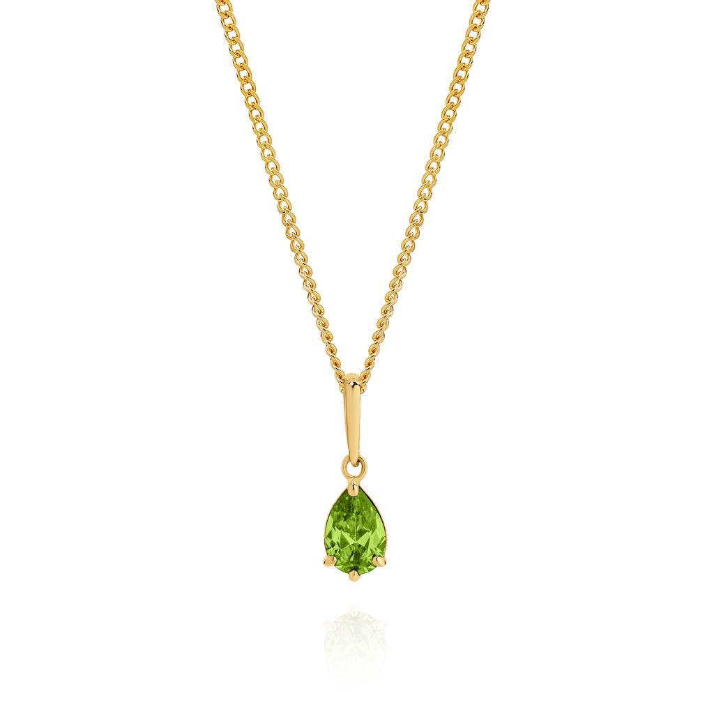 9ct gold peridot colour CZ pendant