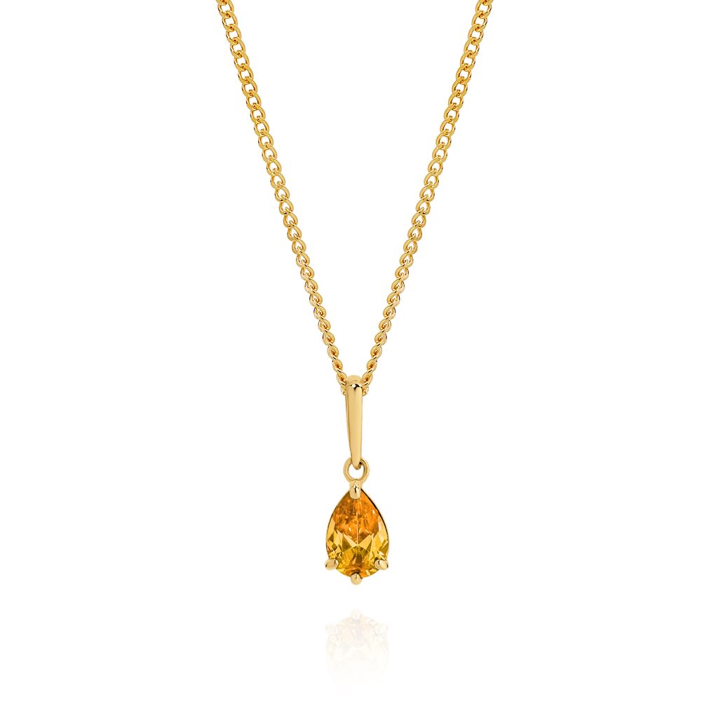 9ct gold citrine colour CZ pendant