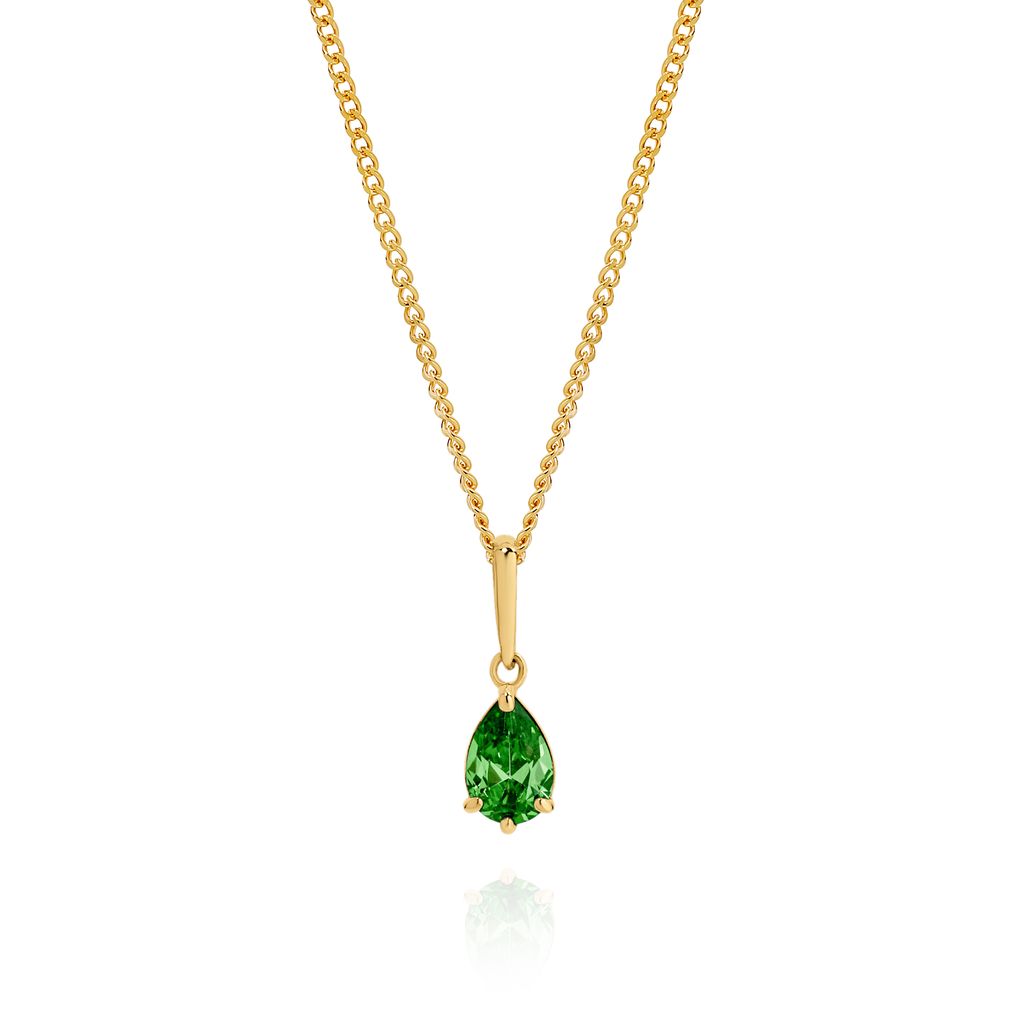 9ct gold emerald colour CZ pendant