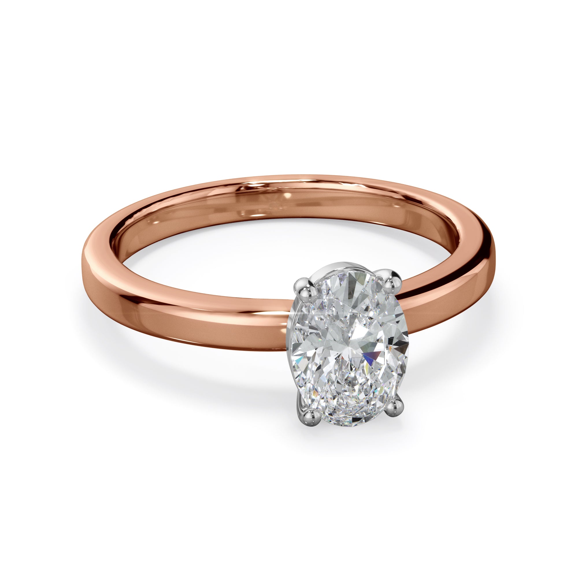 Lily 18k Rose Gold 1.0ct Oval Cut Solitare LAB Grown Bloom Diamond Ring
