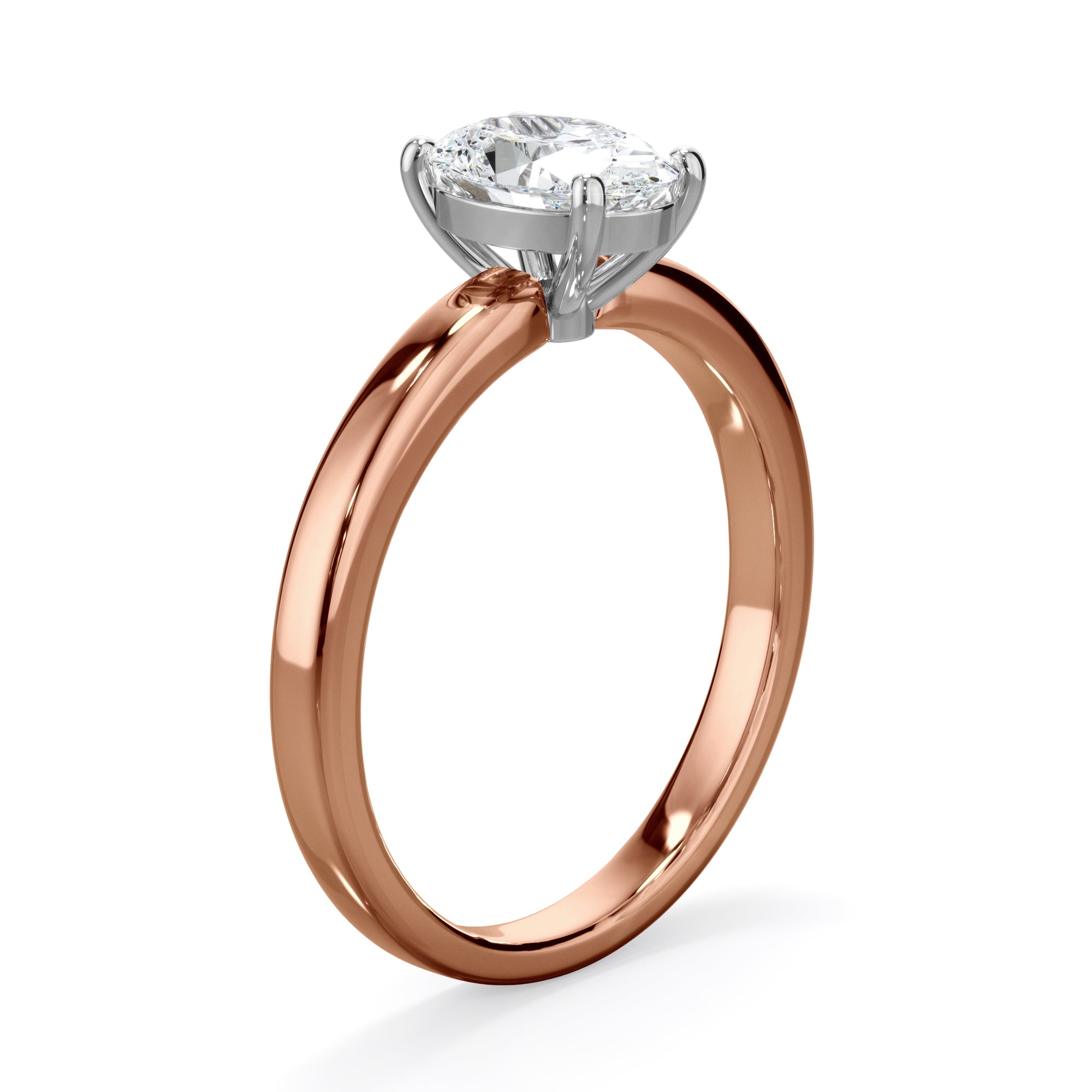 Lily 18k Rose Gold 1.0ct Oval Cut Solitare LAB Grown Bloom Diamond Ring