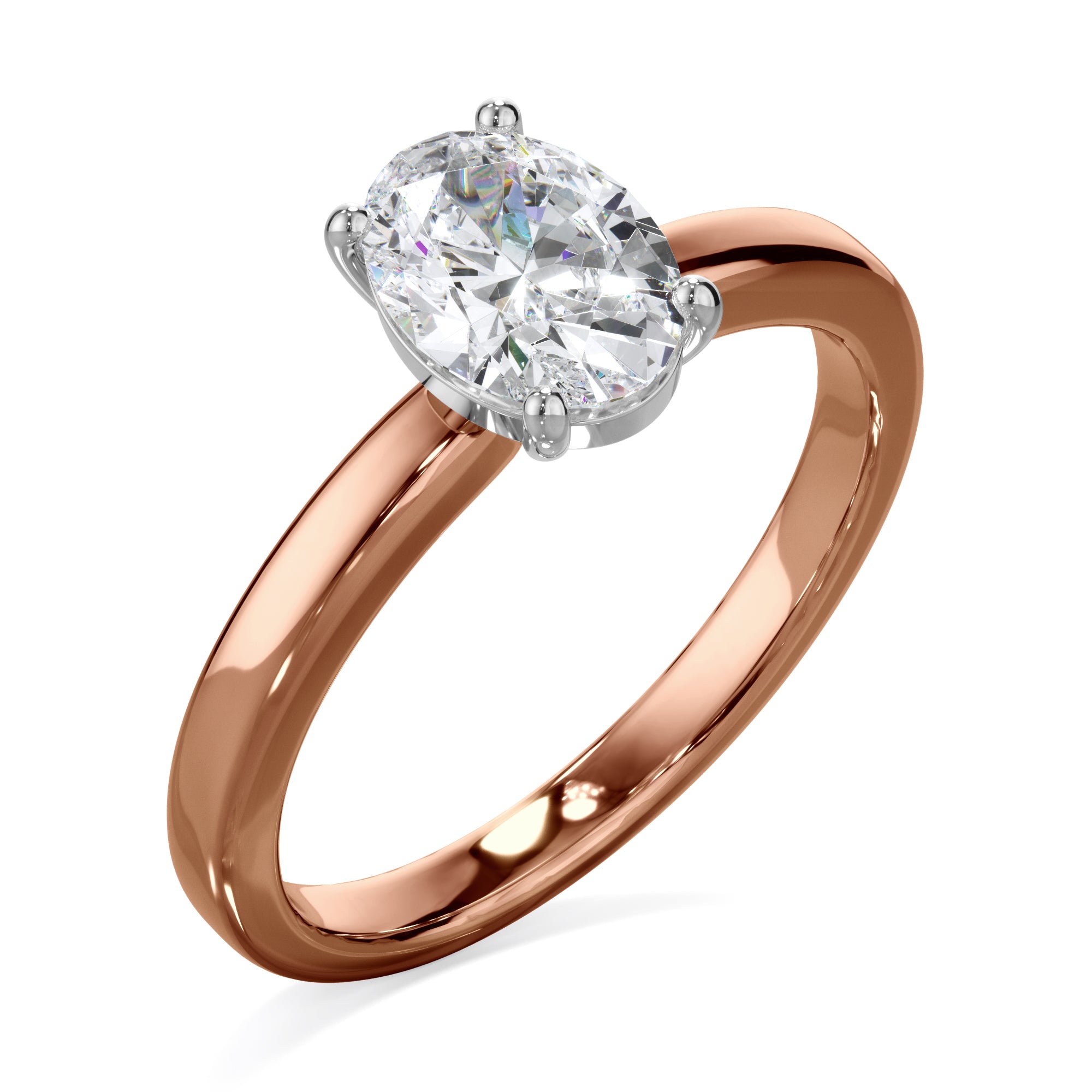 Lily 18k Rose Gold 1.0ct Oval Cut Solitare LAB Grown Bloom Diamond Ring