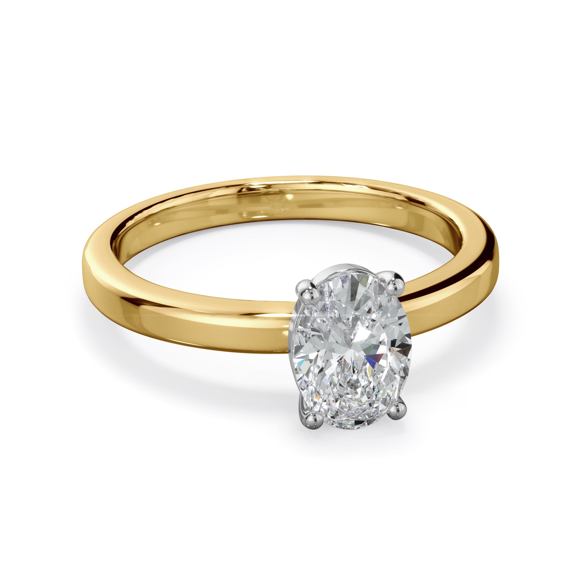 Lily 18k Yellow Gold 1.0ct Oval Cut Solitare LAB Grown Bloom Diamond Ring