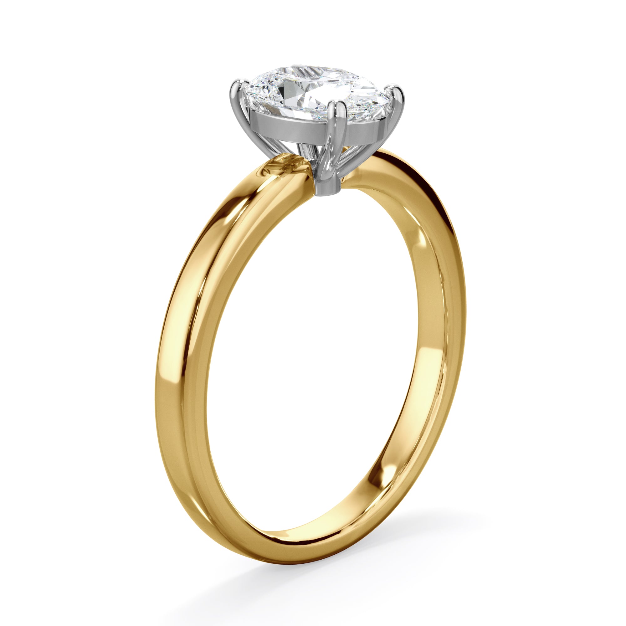 Lily 18k Yellow Gold 1.0ct Oval Cut Solitare LAB Grown Bloom Diamond Ring