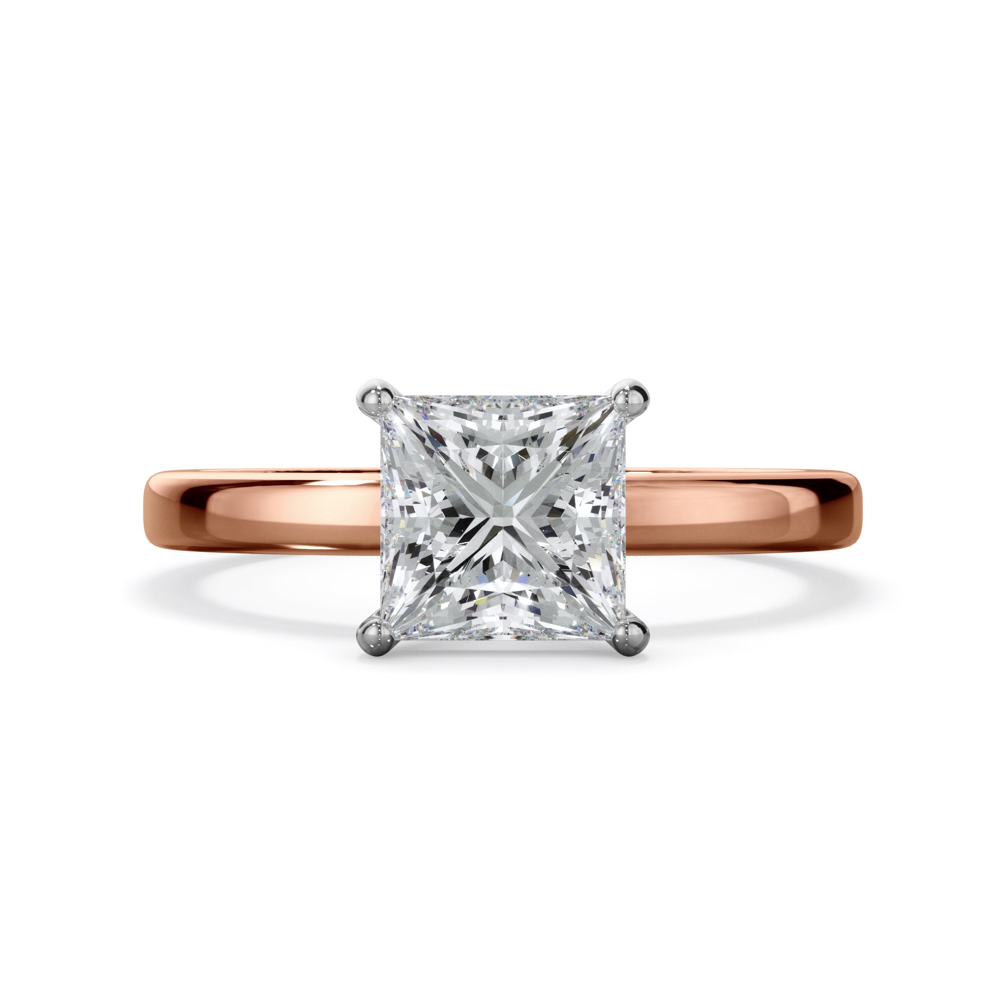 Pansy 18k Rose Gold 2.0ct Princess Cut Solitare LAB Grown Bloom Diamond Ring