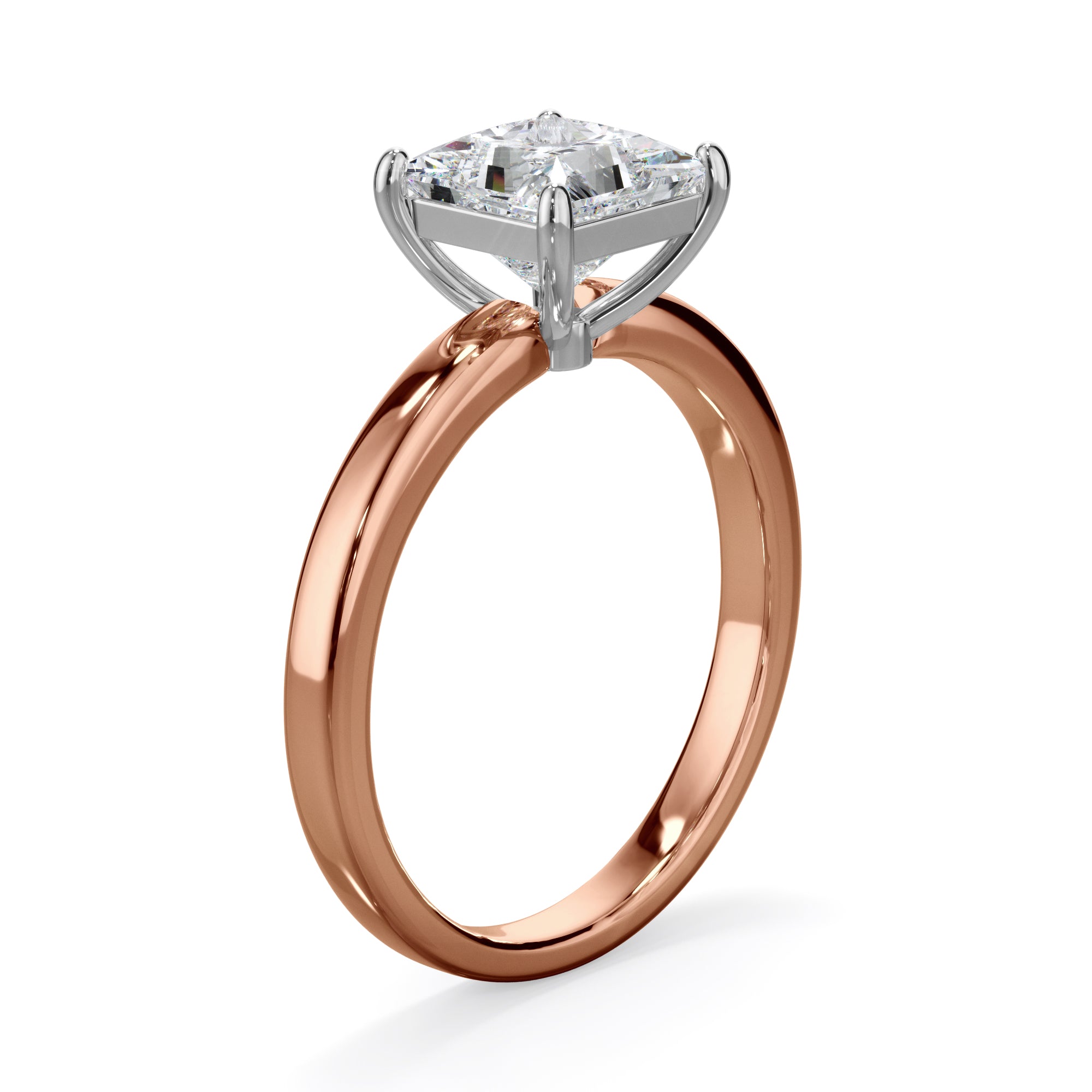 Pansy 18k Rose Gold 2.0ct Princess Cut Solitare LAB Grown Bloom Diamond Ring