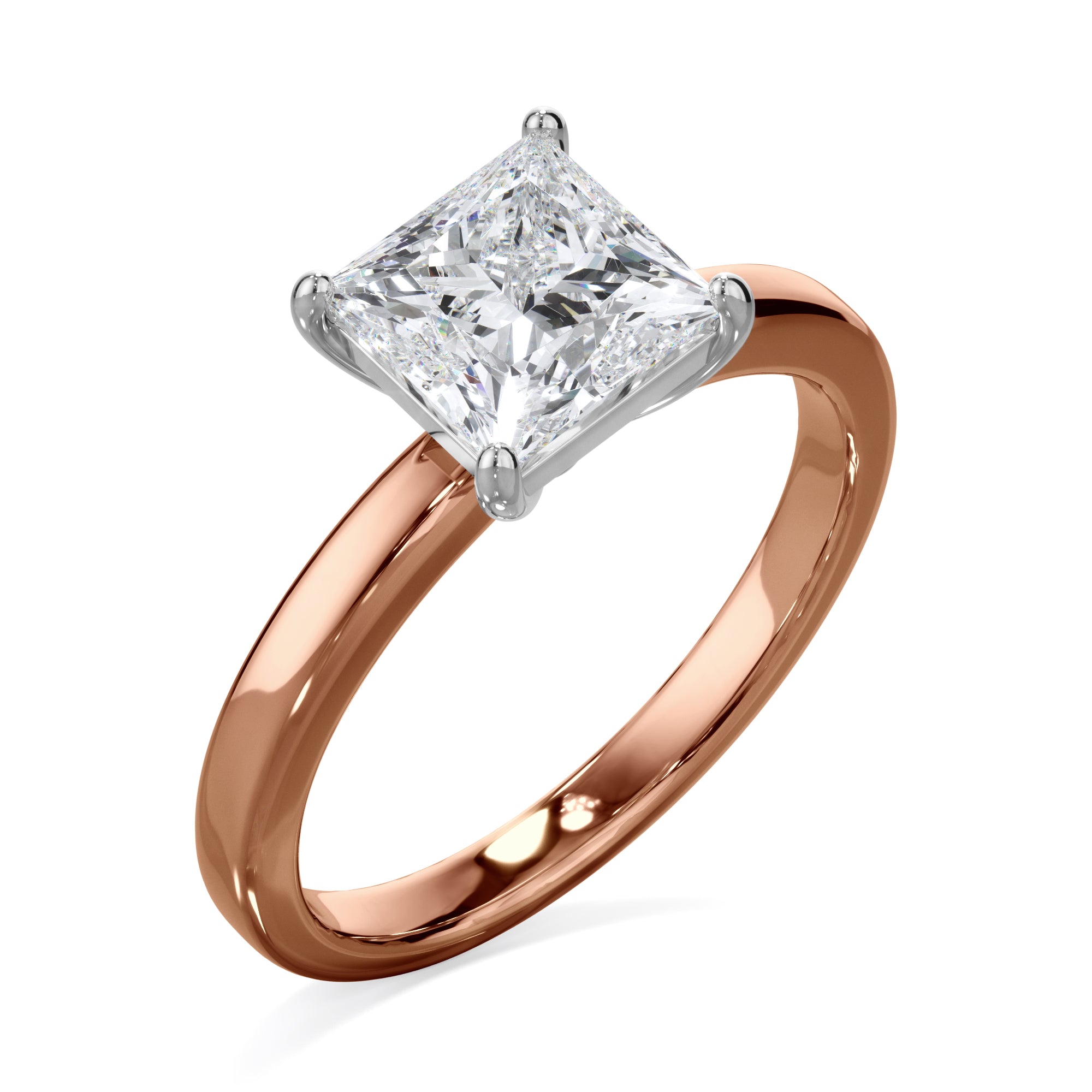 Pansy 18k Rose Gold 2.0ct Princess Cut Solitare LAB Grown Bloom Diamond Ring