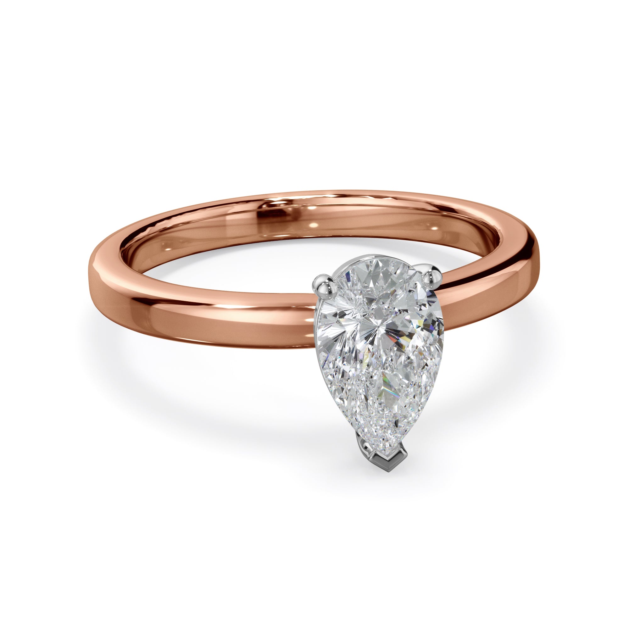 Jasmine 18k Rose Gold 1.0ct Pear Cut Solitare LAB Grown Bloom Diamond Ring