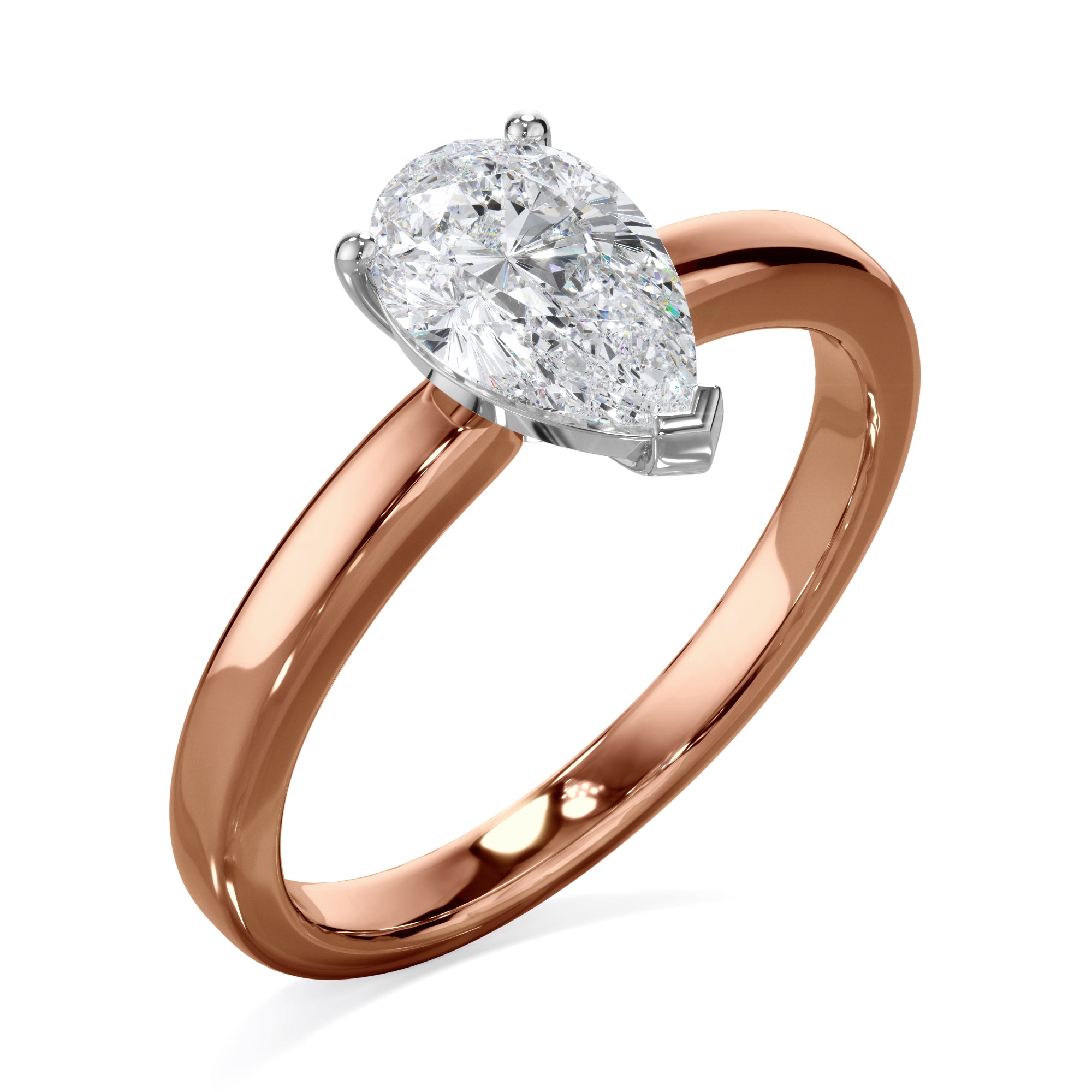 Jasmine 18k Rose Gold 1.0ct Pear Cut Solitare LAB Grown Bloom Diamond Ring