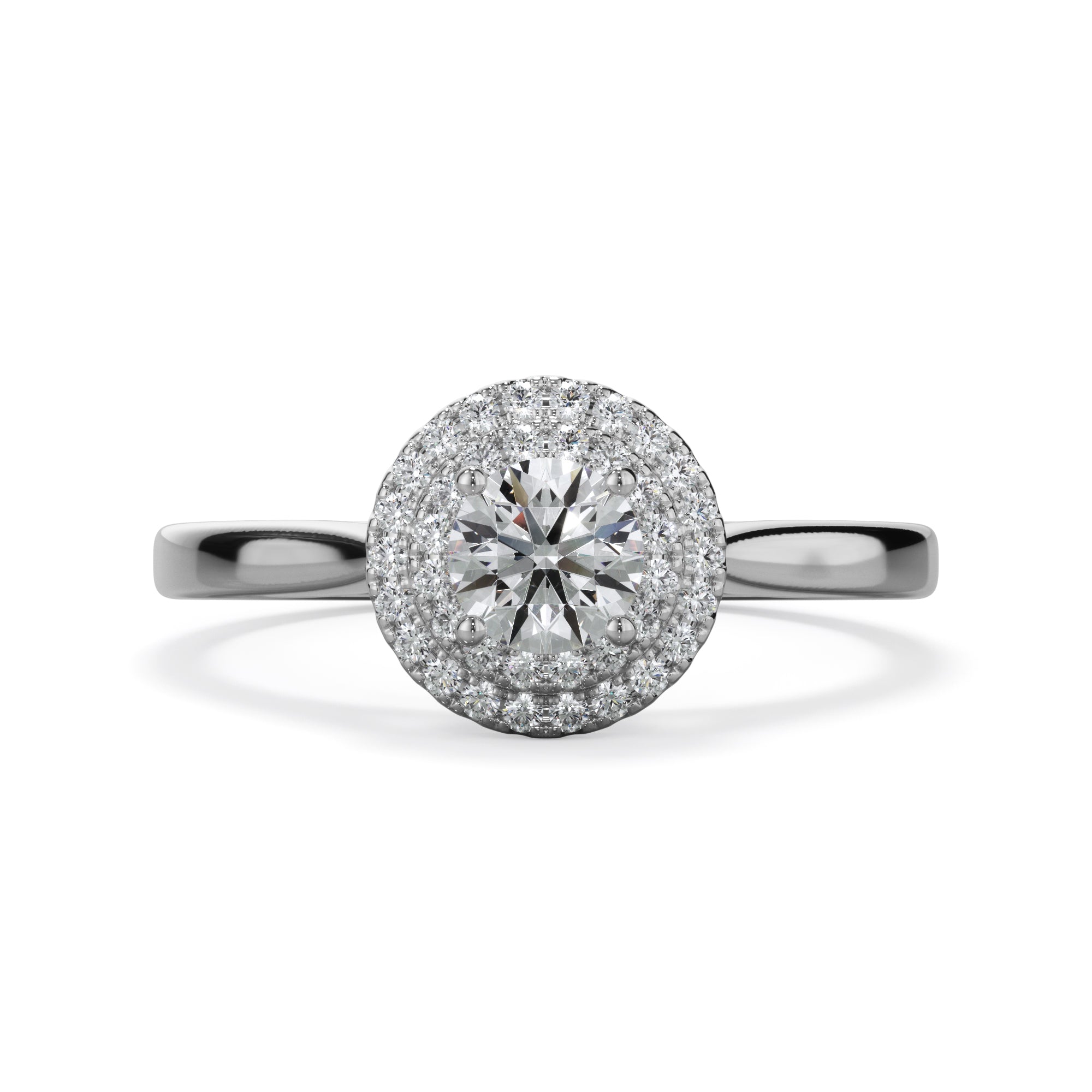 Dahlia Platinum 0.60ct Double Halo Round Brilliant LAB Grown Bloom Diamond Ring