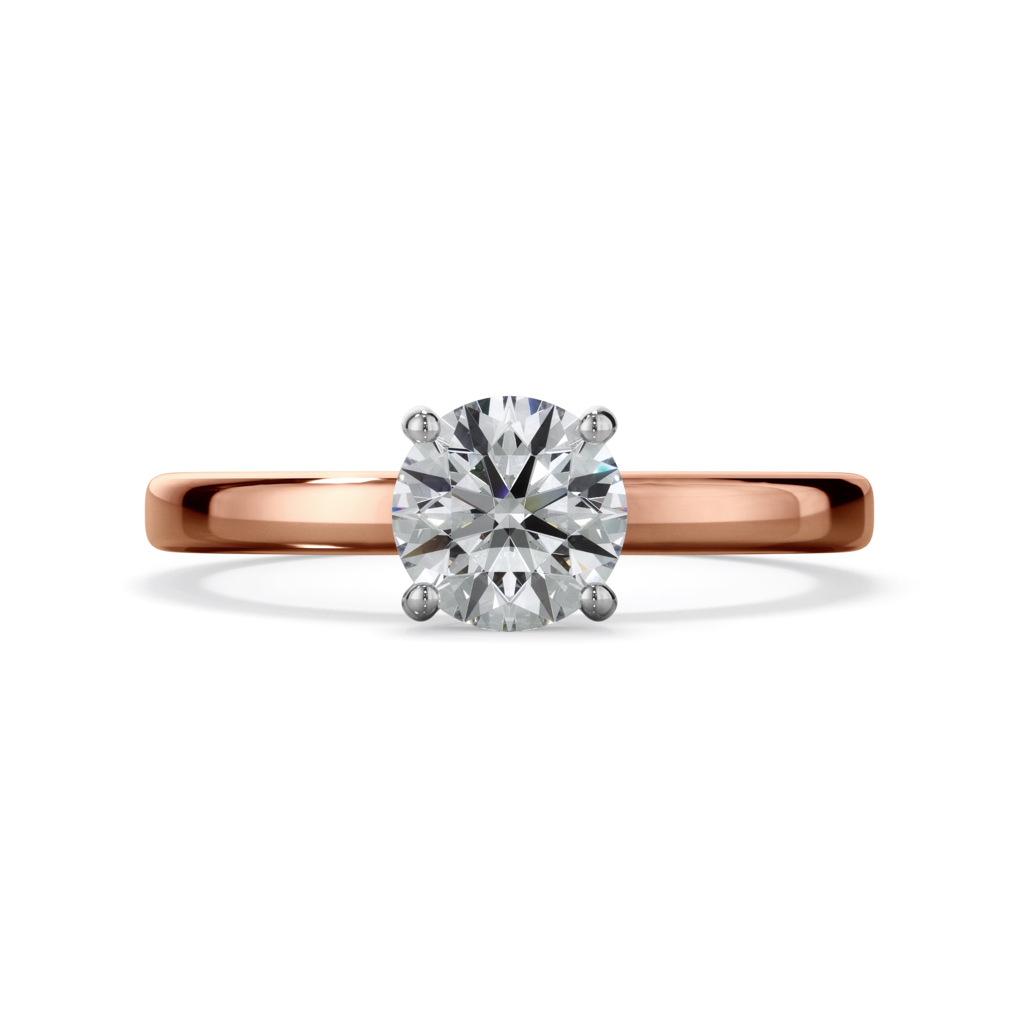 Rose 18k Rose Gold 1.0ct Round Solitare LAB Grown Bloom Diamond Ring