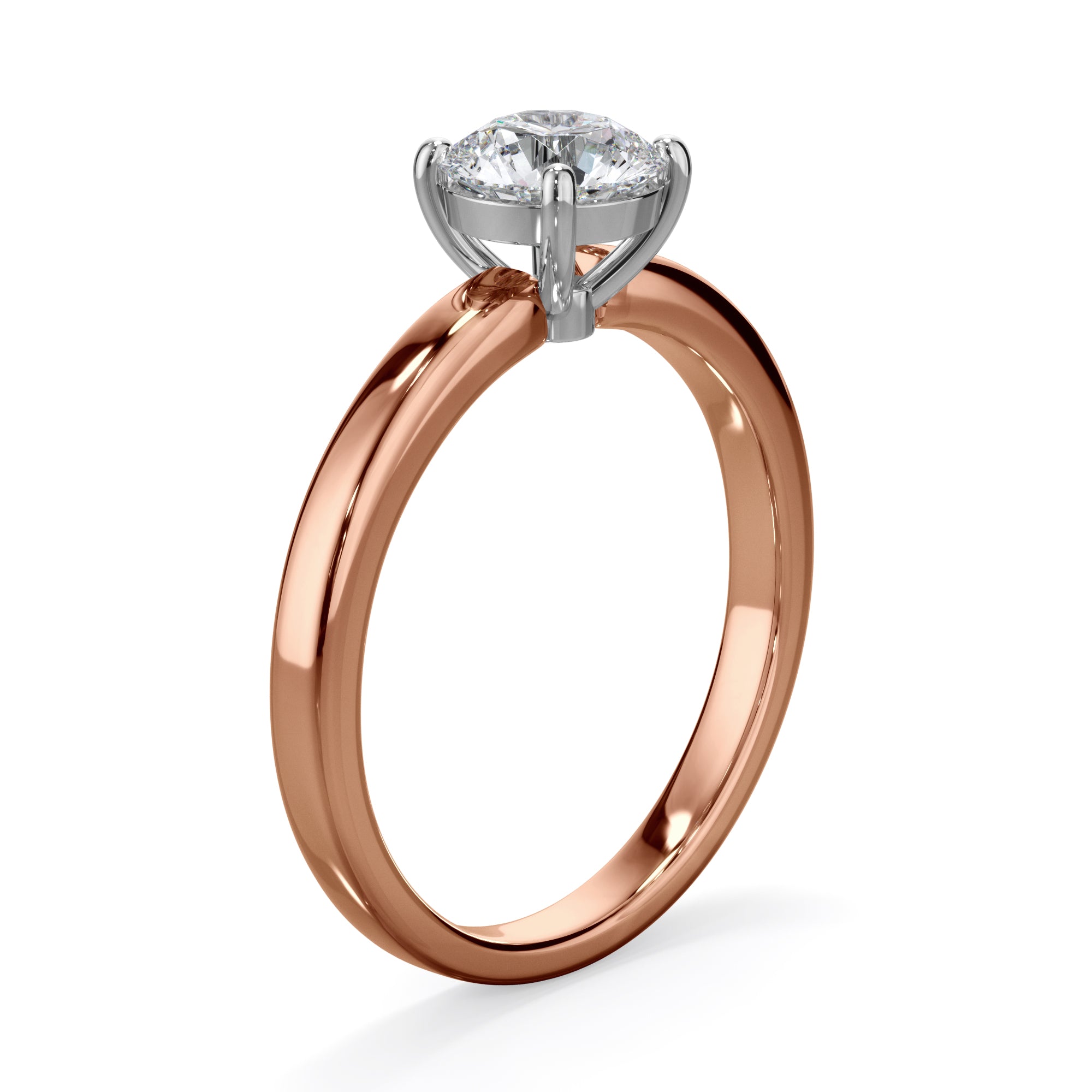 Rose 18k Rose Gold 1.0ct Round Solitare LAB Grown Bloom Diamond Ring