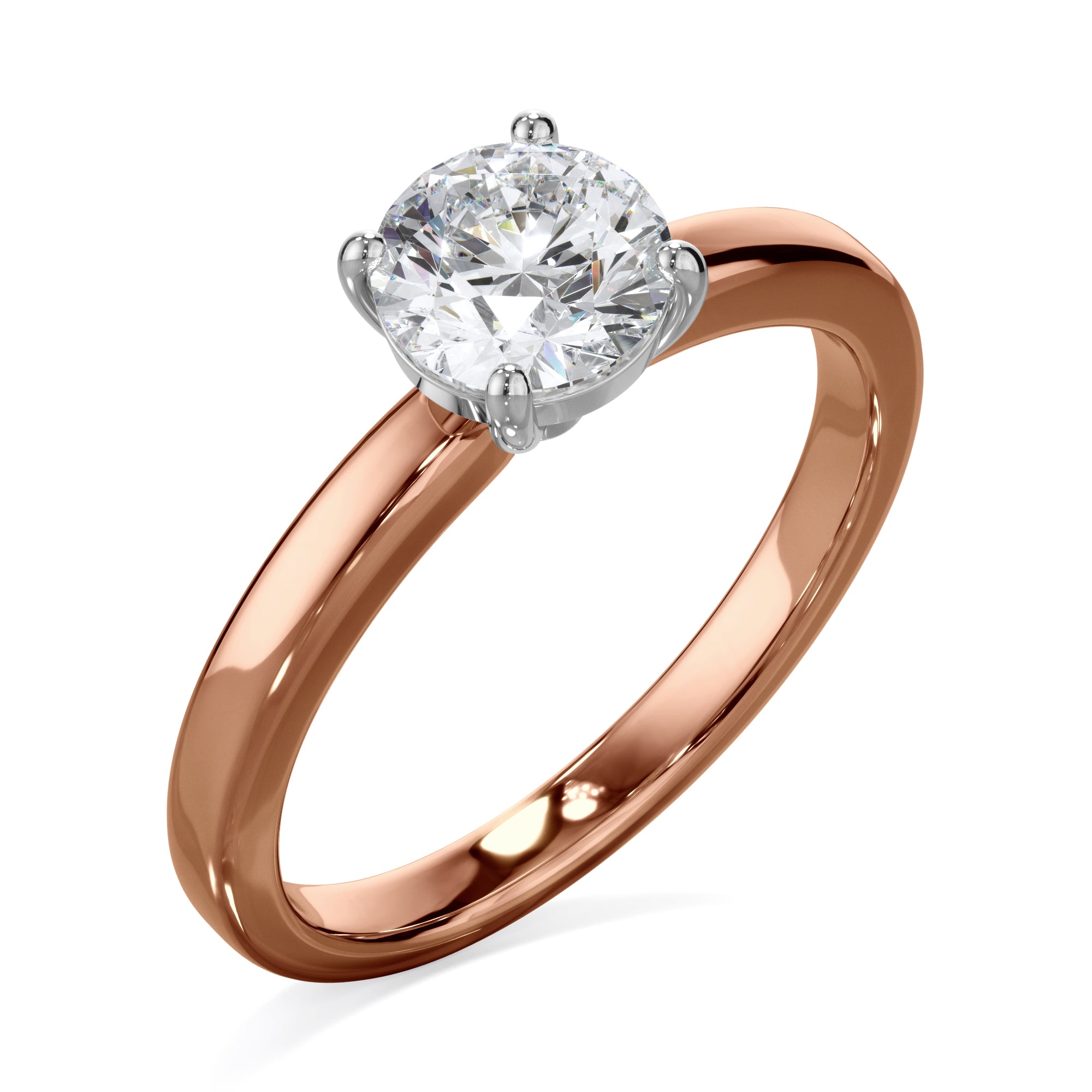 Rose 18k Rose Gold 1.0ct Round Solitare LAB Grown Bloom Diamond Ring