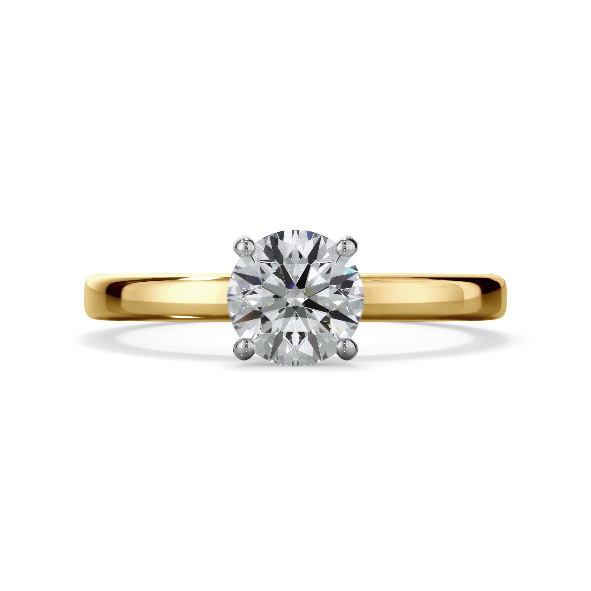 Rose 18k Yellow Gold 1.0ct Round Solitare LAB Grown Bloom Diamond Ring