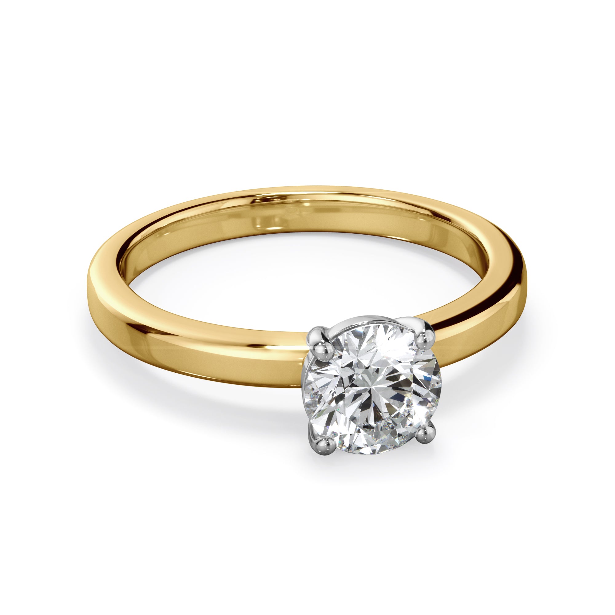 Rose 18k Yellow Gold 1.0ct Round Solitare LAB Grown Bloom Diamond Ring