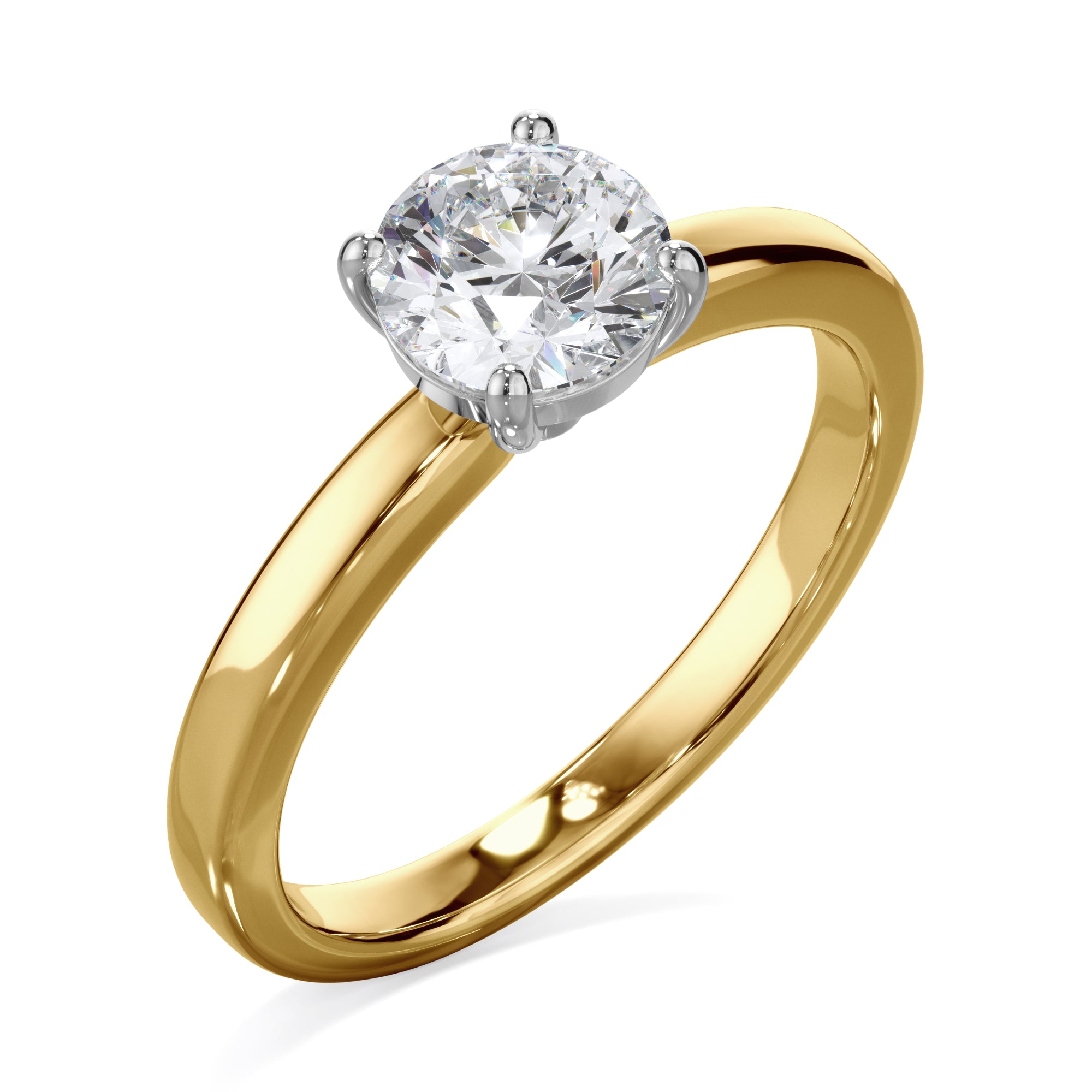 Rose 18k Yellow Gold 1.0ct Round Solitare LAB Grown Bloom Diamond Ring