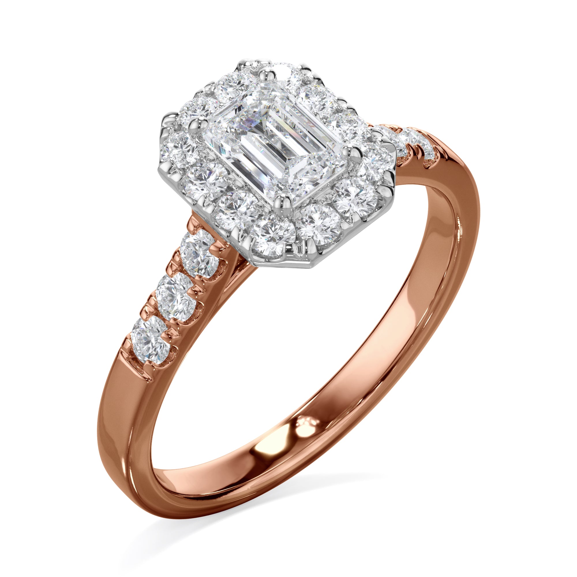 Azalea 18k Rose Gold Radiant Cut Halo LAB Grown Bloom Diamond Ring TDW