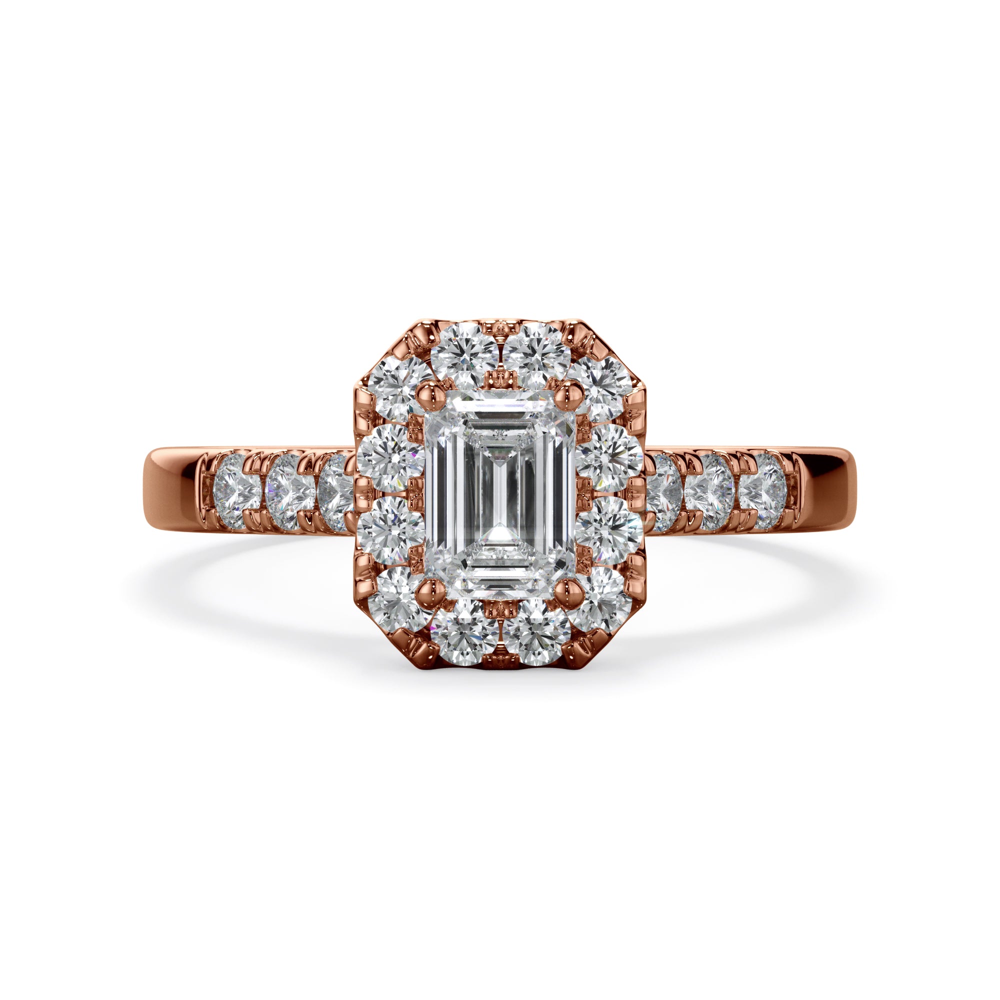 Azalea 18k Rose Gold Radiant Cut Halo LAB Grown Bloom Diamond Ring TDW 1.01ct