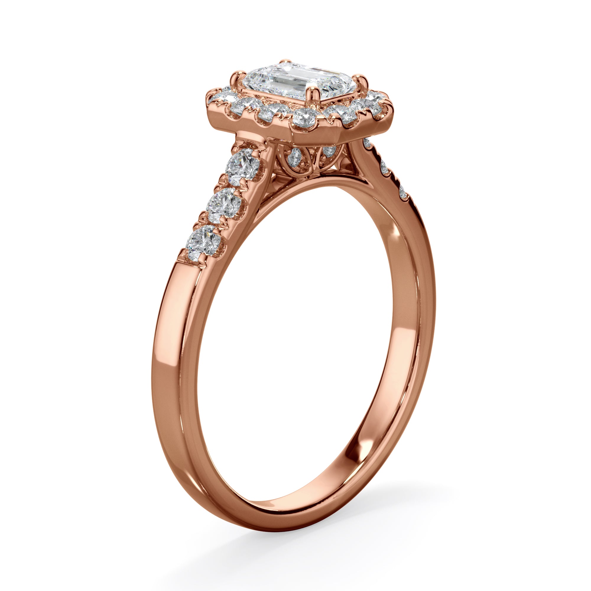 Azalea 18k Rose Gold Radiant Cut Halo LAB Grown Bloom Diamond Ring TDW 1.01ct