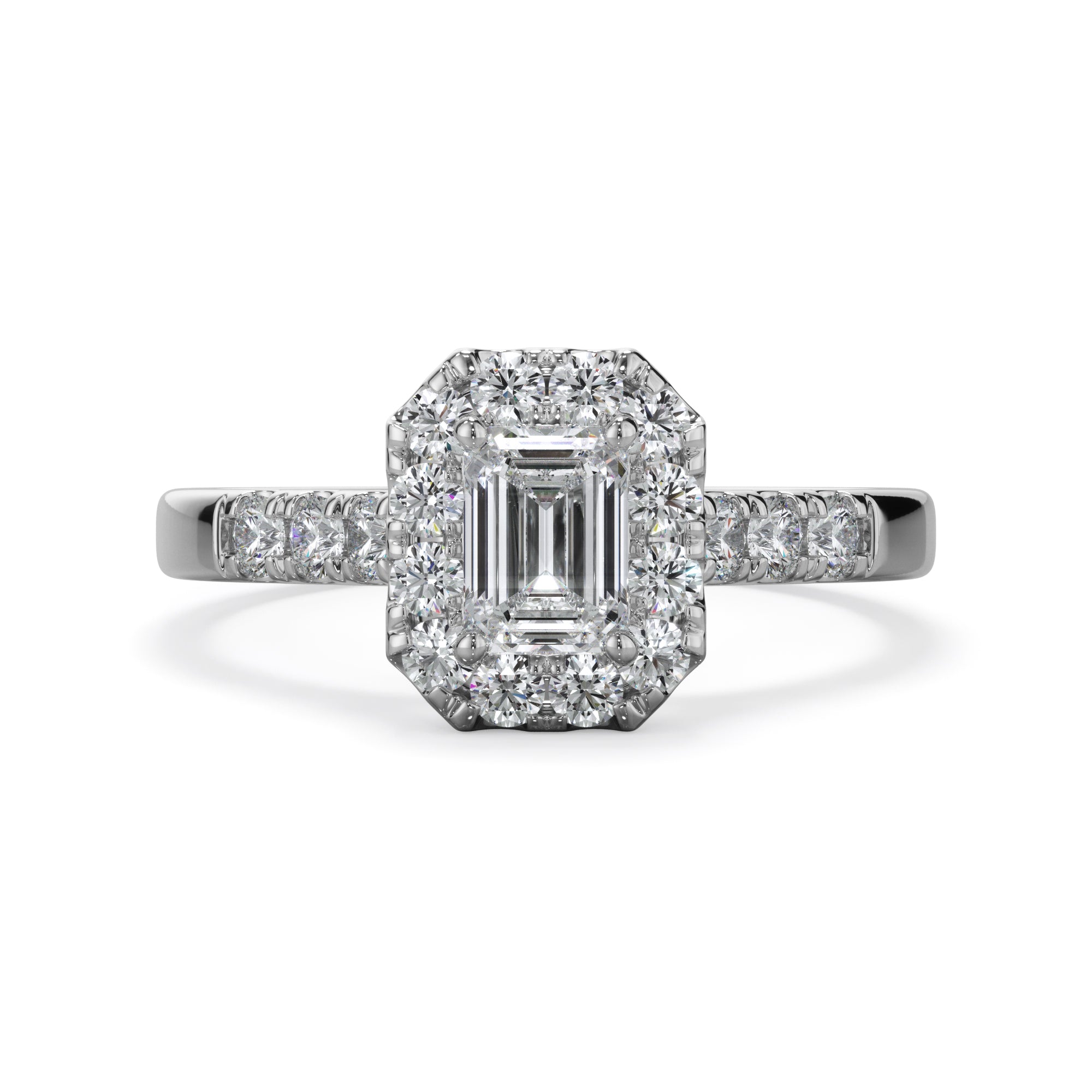 Azalea Platinum Radiant Cut Halo LAB Grown Bloom Diamond Ring TDW 1.0ct