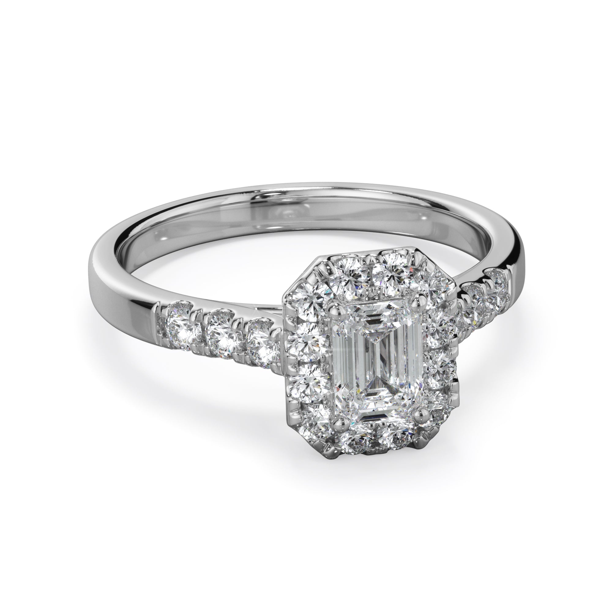 Azalea Platinum Radiant Cut Halo LAB Grown Bloom Diamond Ring TDW 1.0ct