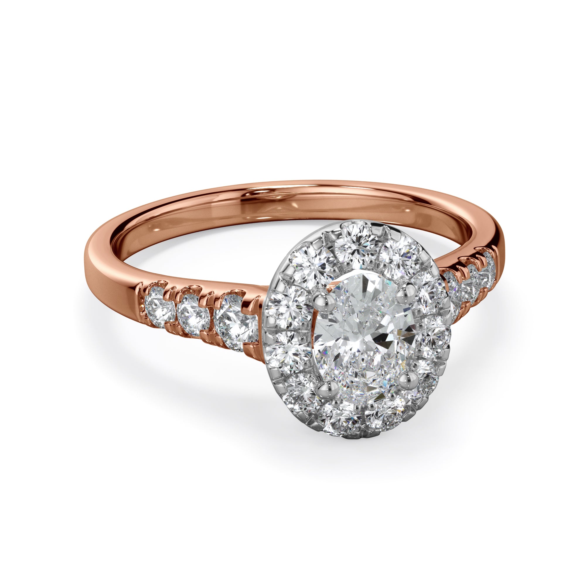 Daisy 18k Rose Gold 1.50ct Oval Halo LAB Grown Bloom Diamond Ring