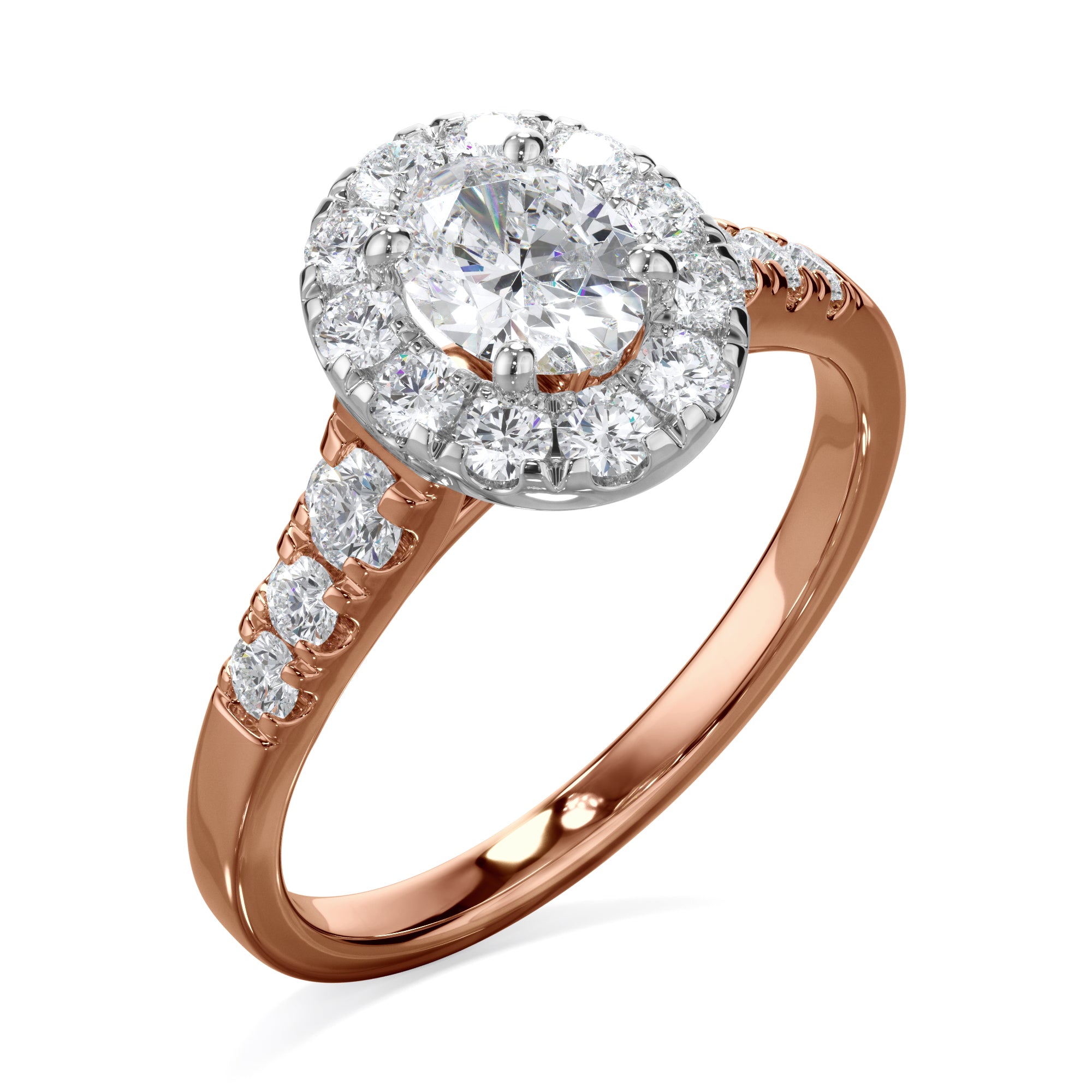 Daisy 18k Rose Gold 1.50ct Oval Halo LAB Grown Bloom Diamond Ring