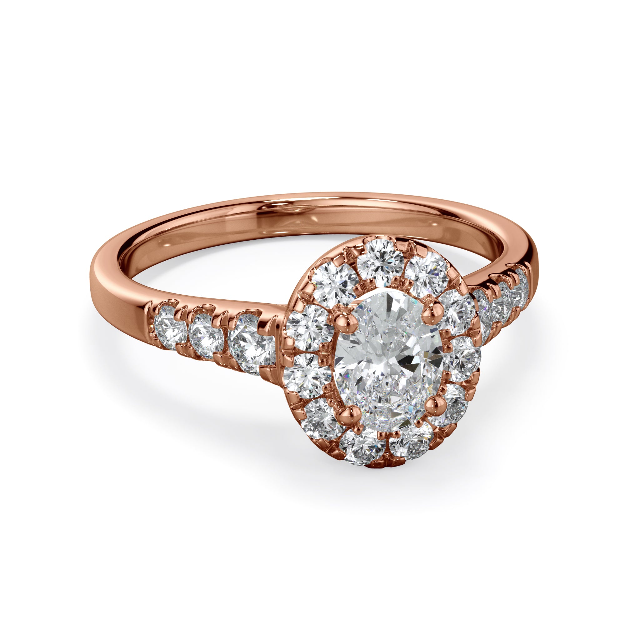 Daisy 18k Rose Gold 1.50ct Oval Halo LAB Grown Bloom Diamond Ring