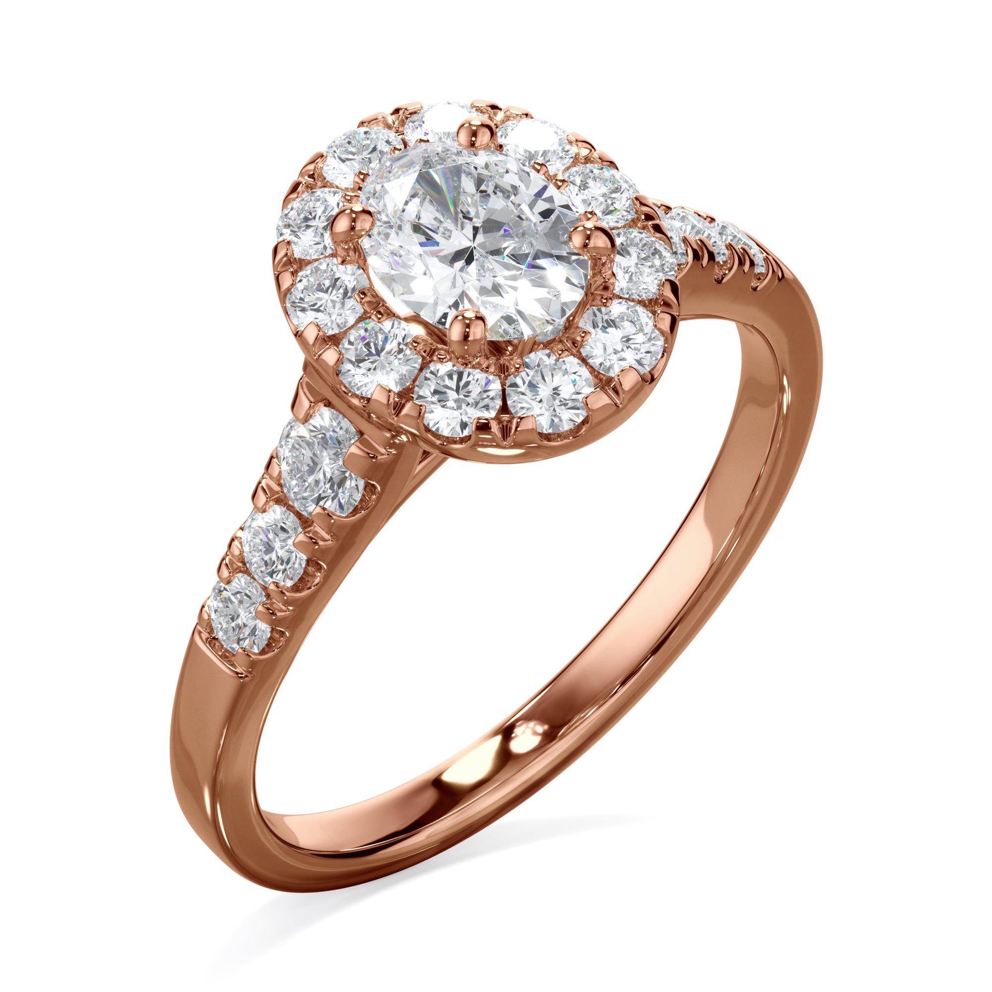 Daisy 18k Rose Gold 1.50ct Oval Halo LAB Grown Bloom Diamond Ring