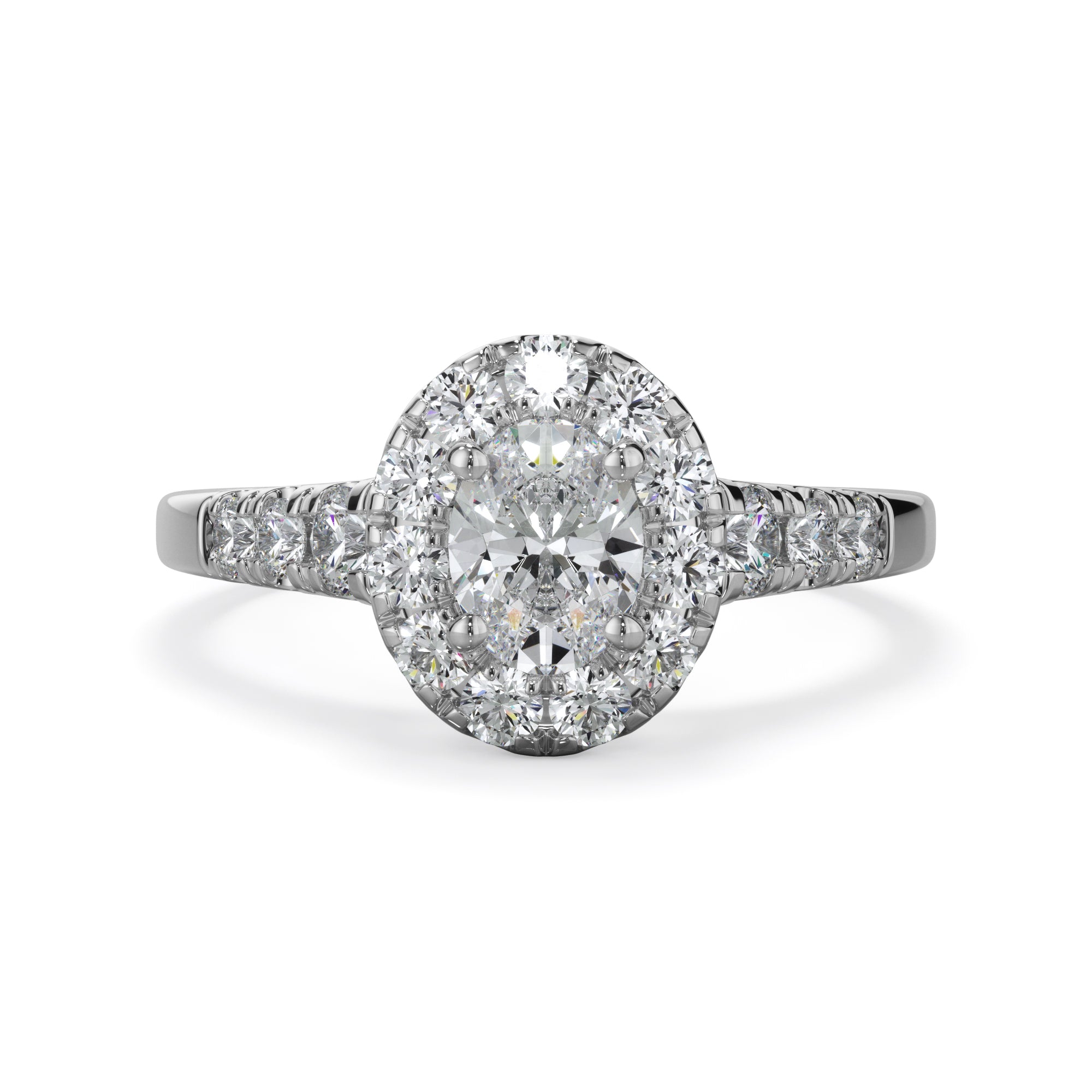 Daisy Platinum 1.50ct Oval Halo LAB Grown Bloom Diamond Ring