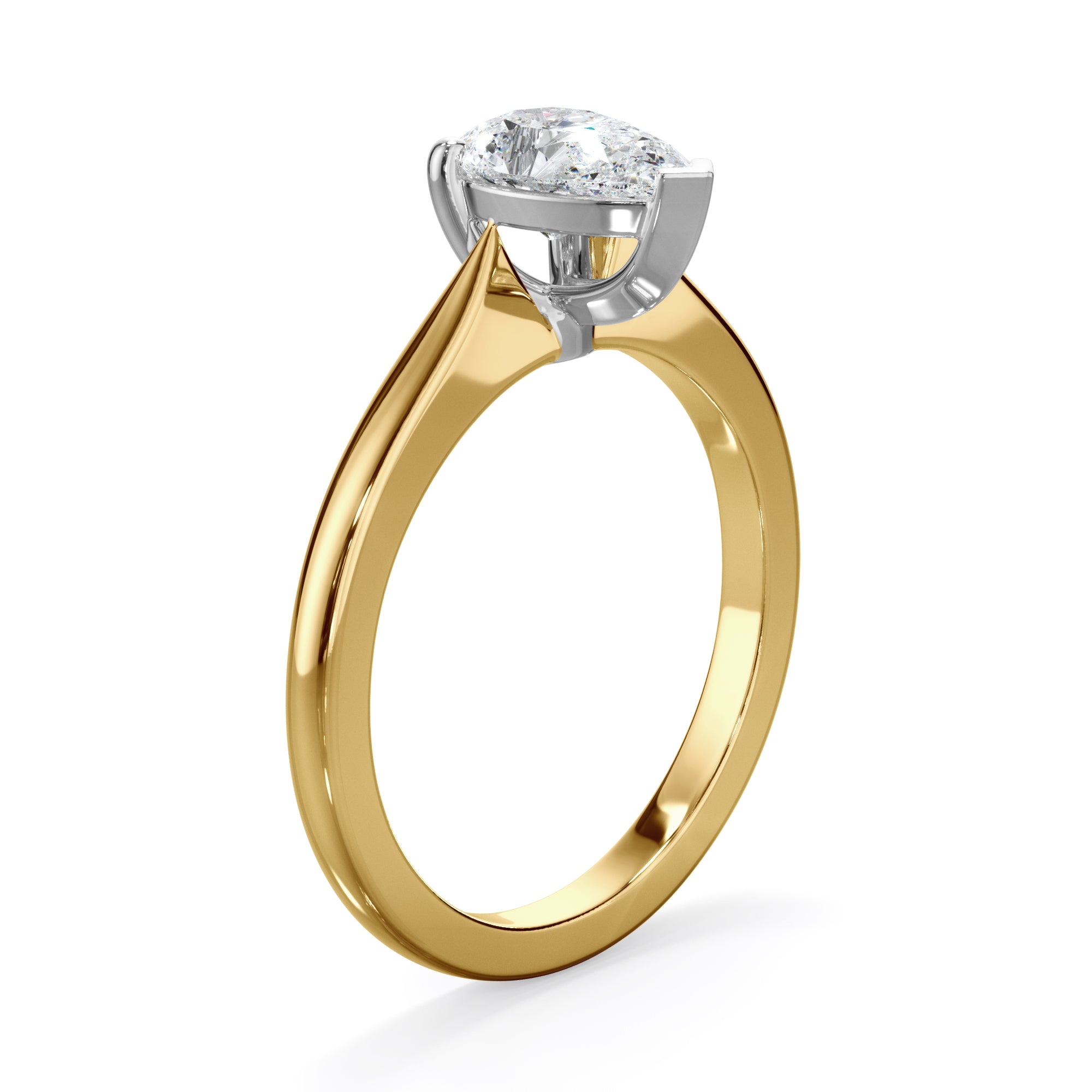 Iris 18k Yellow Gold 0.80ct Pear Solitaire LAB Grown Bloom Diamond Ring