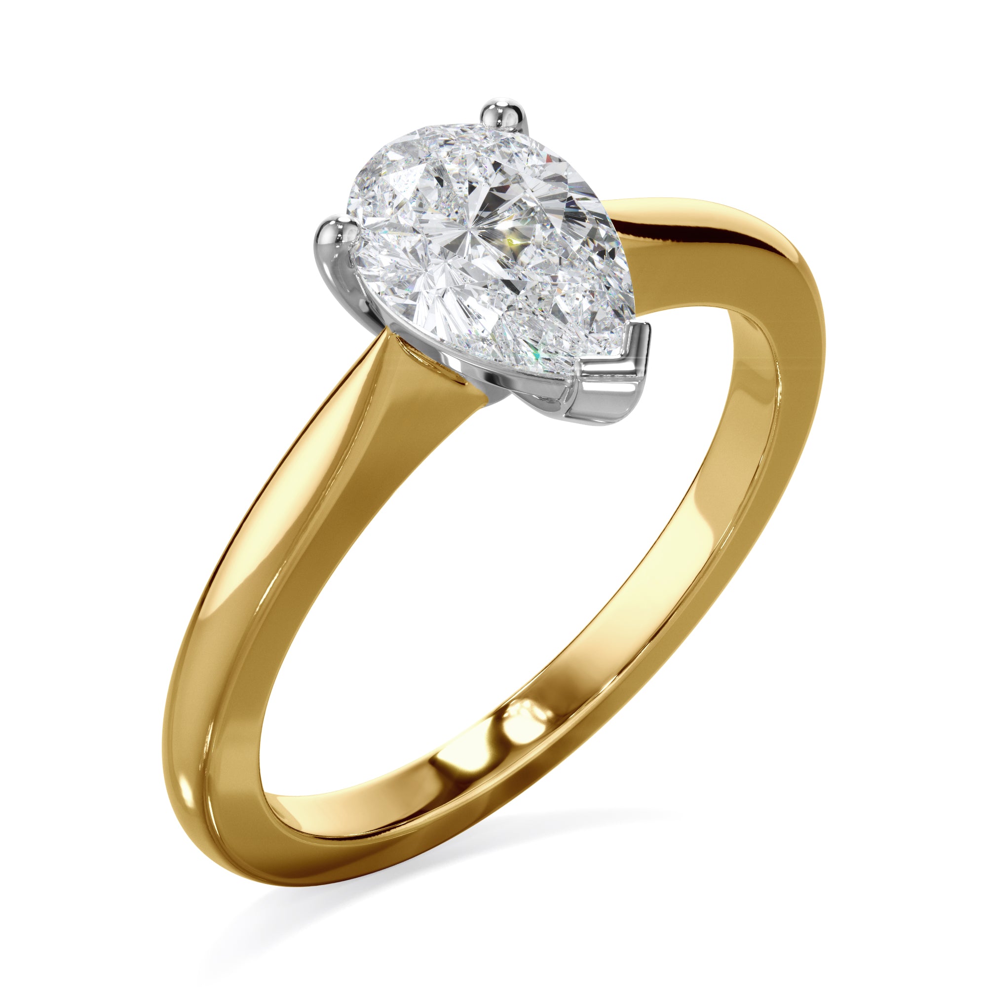 Iris 18k Yellow Gold 0.80ct Pear Solitaire LAB Grown Bloom Diamond Ring