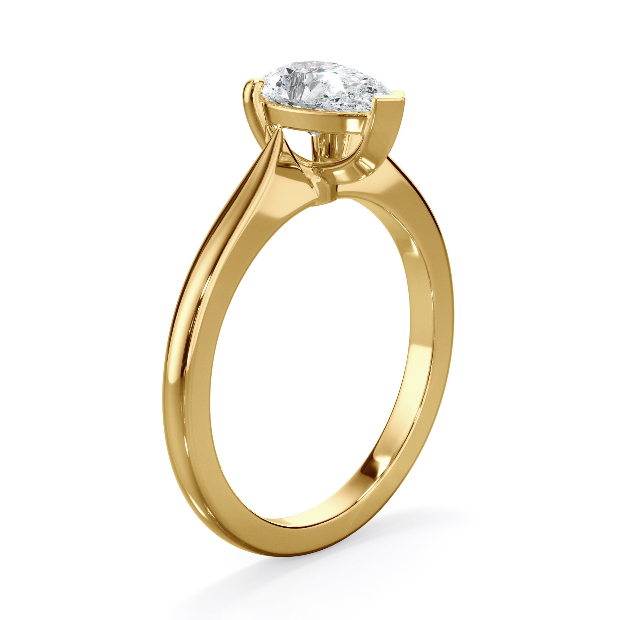 Iris 18k Yellow Gold 0.80ct Pear Solitaire LAB Grown Bloom Diamond Ring