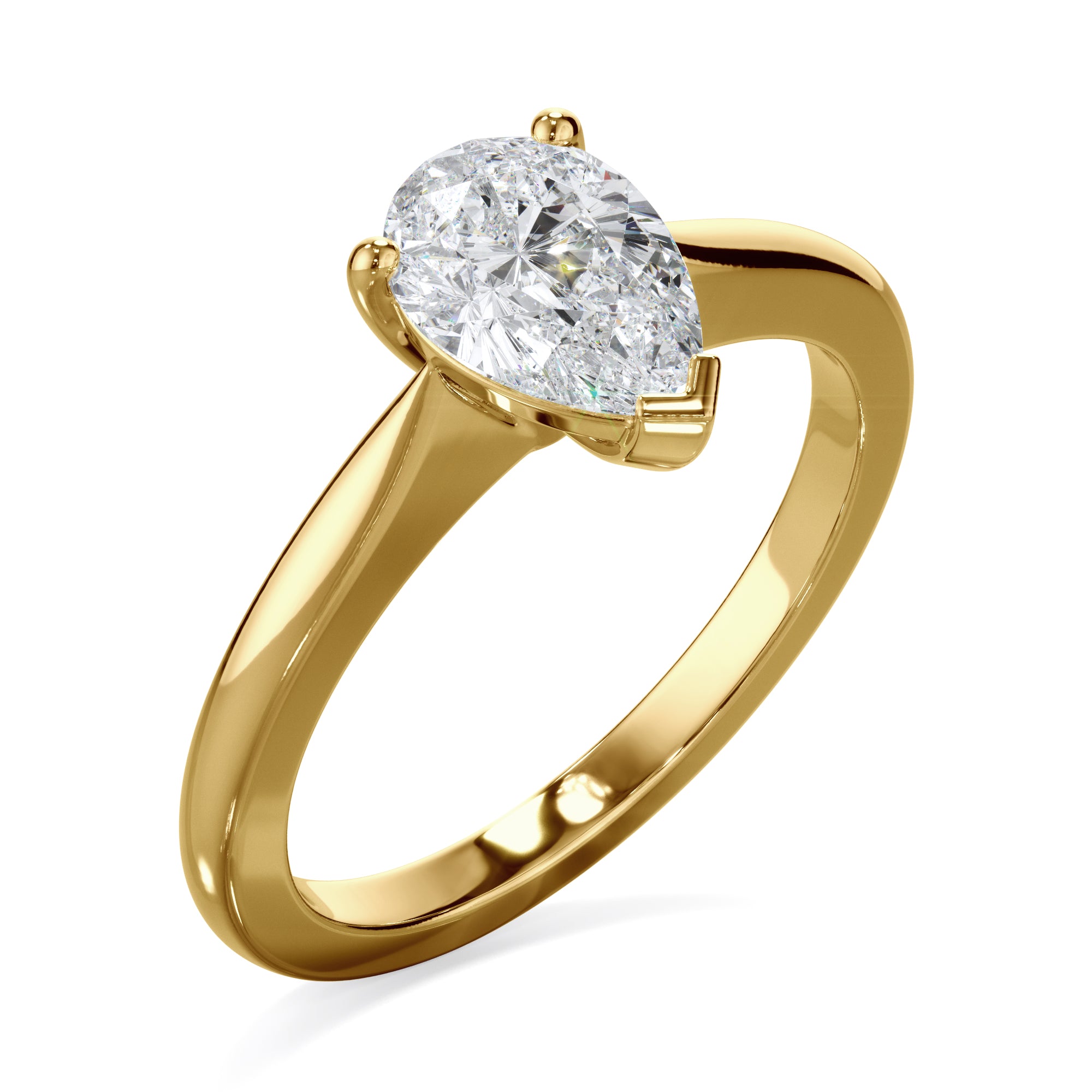 Iris 18k Yellow Gold 0.80ct Pear Solitaire LAB Grown Bloom Diamond Ring
