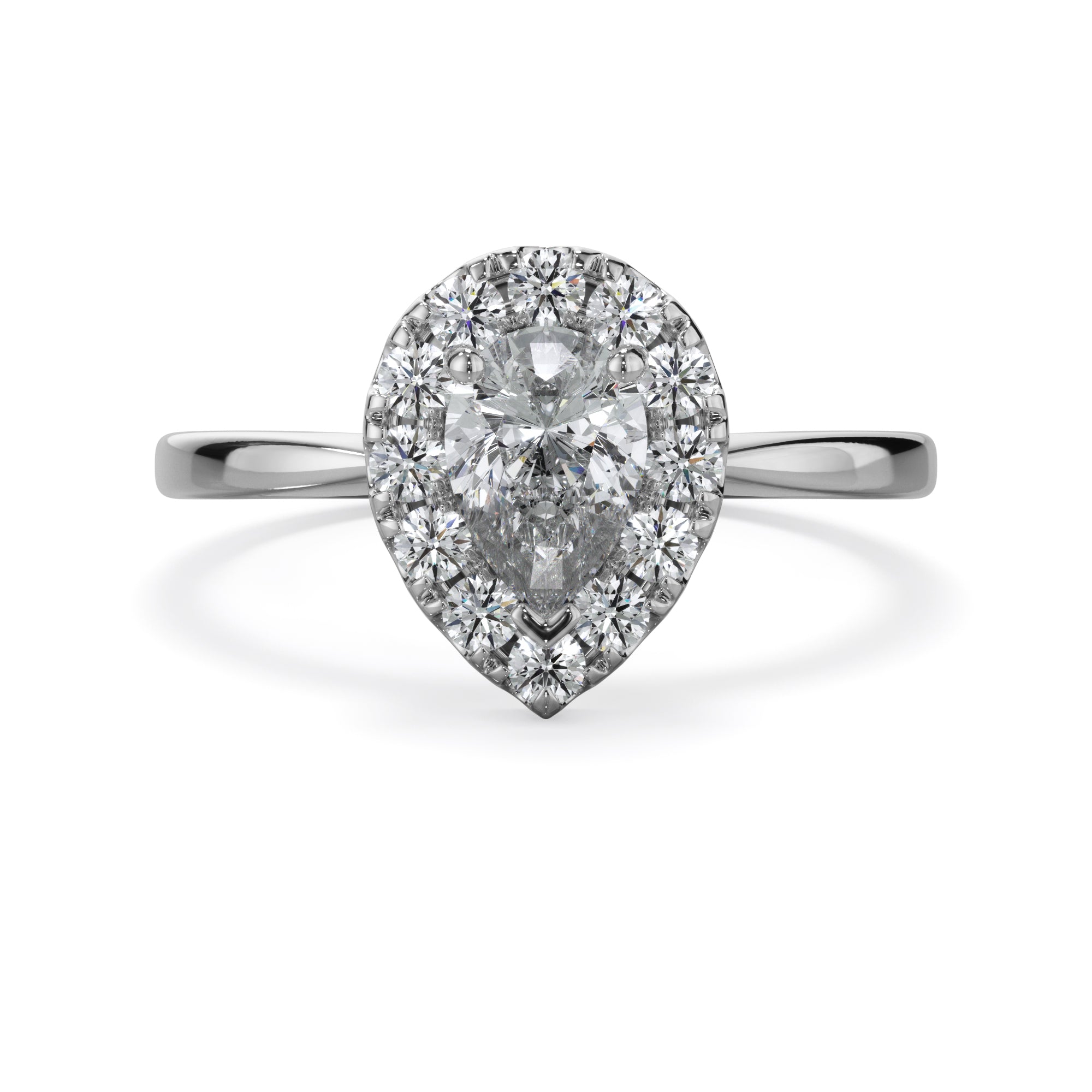 Ivy Platinum Pear Halo LAB Grown Bloom Diamond Ring TDW 0.90ct