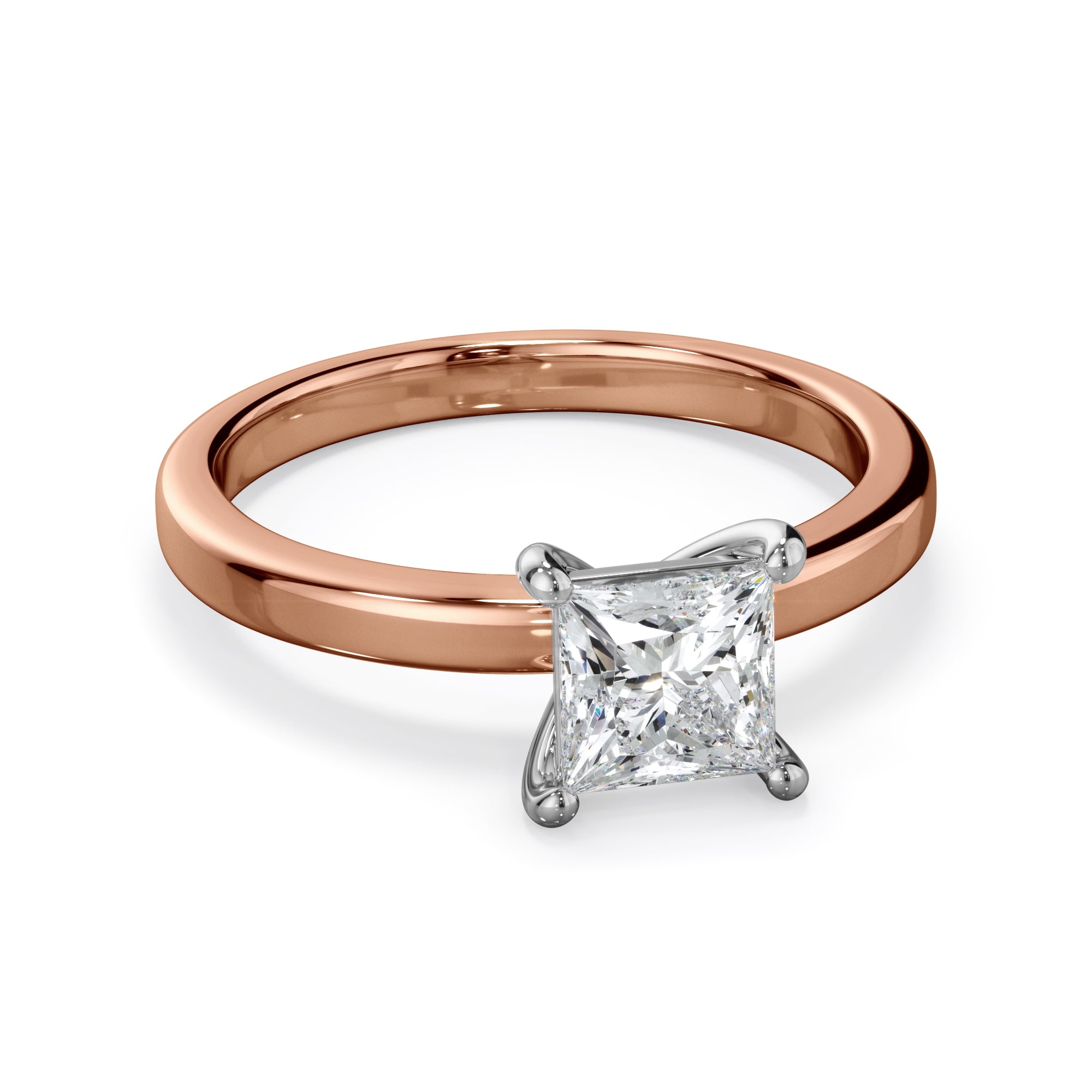 Pansy 18k Rose Gold 1.0ct Princess Cut Solitare LAB Grown Bloom Diamond Ring