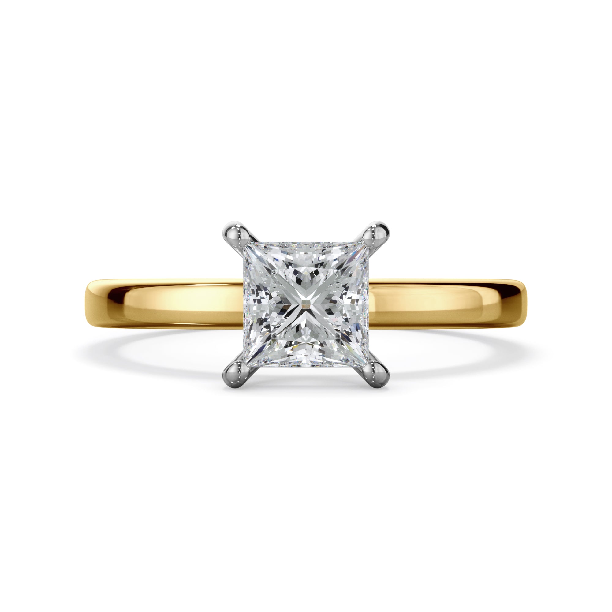 Pansy 18k Yellow Gold 1.0ct Princess Cut Solitare LAB Grown Bloom Diamond Ring