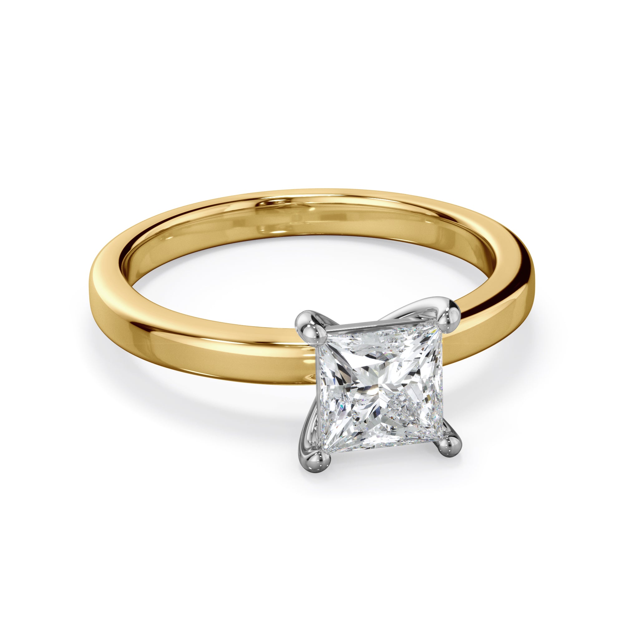 Pansy 18k Yellow Gold 1.0ct Princess Cut Solitare LAB Grown Bloom Diamond Ring