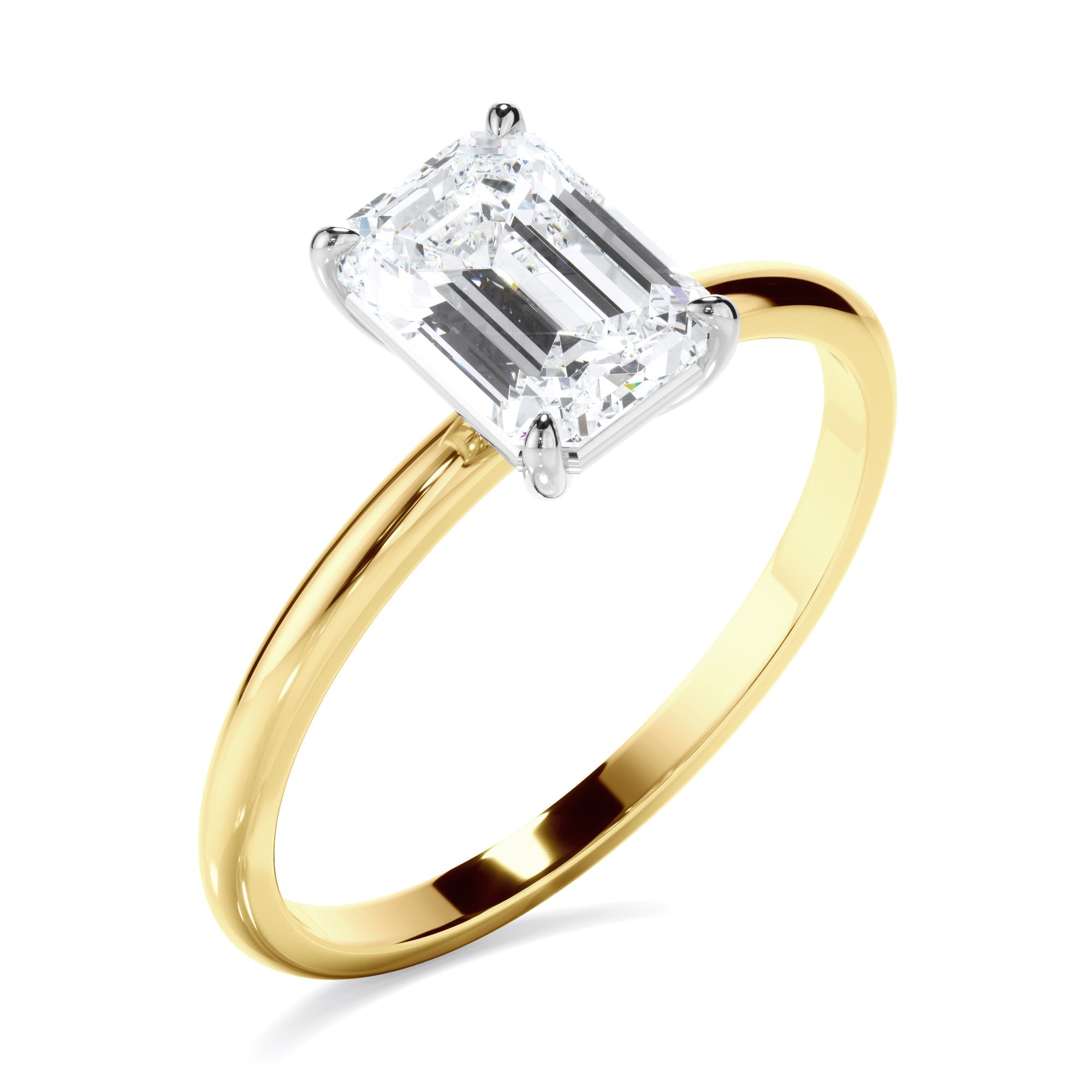 Emerald Cut Lab Diamond Solitaire Engagement Ring