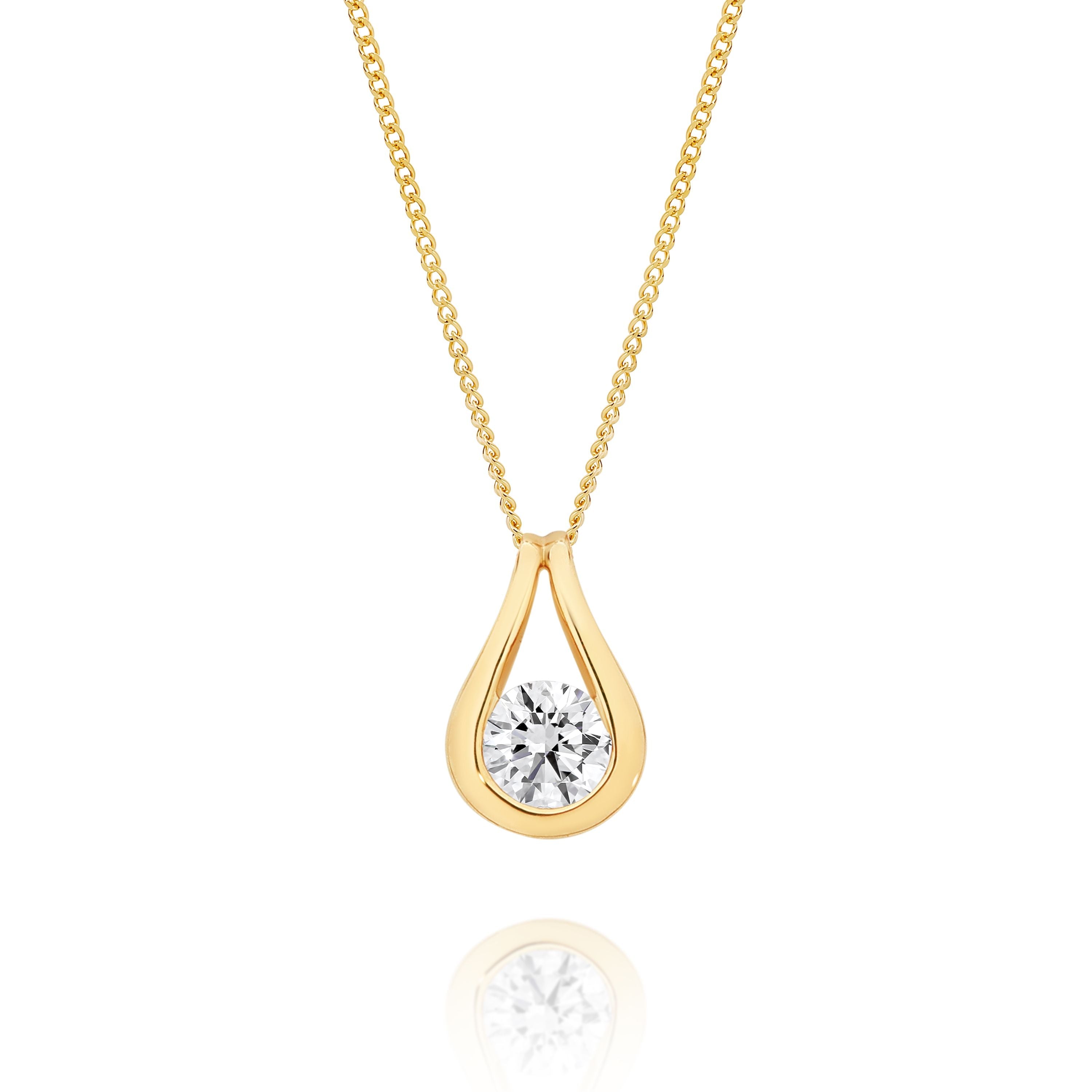9ct Yellow Gold 0.50ct Lab Grown Diamond Droplet Pendant
