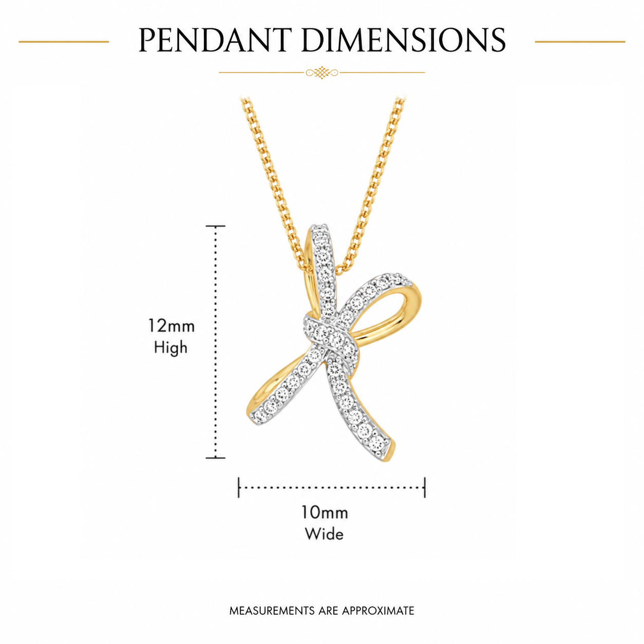 9ct Yellow Gold 0.07ct Diamond Bow Slider Pendant